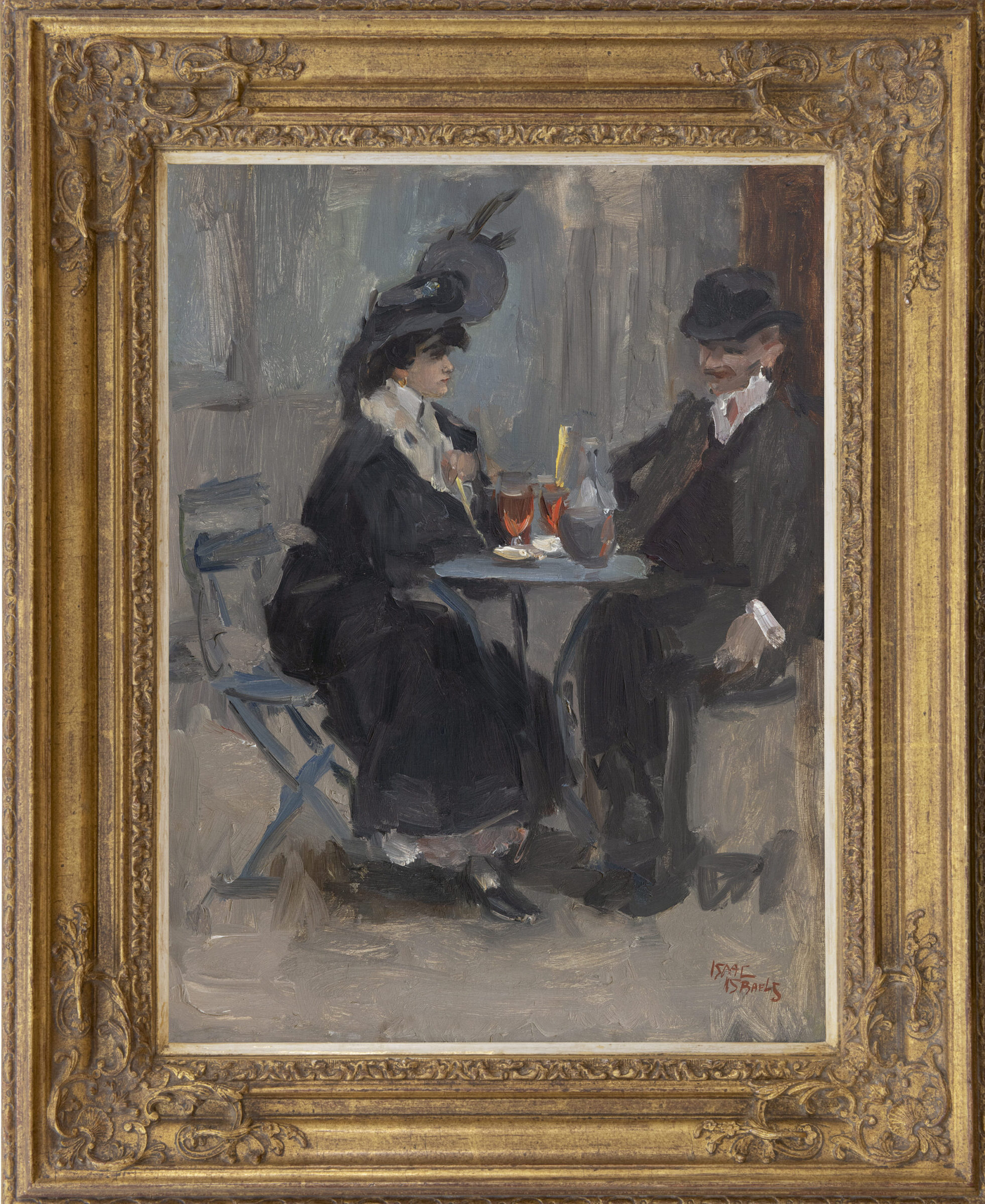 Isaac Israels: Elegant stel op het terras (in lijst)