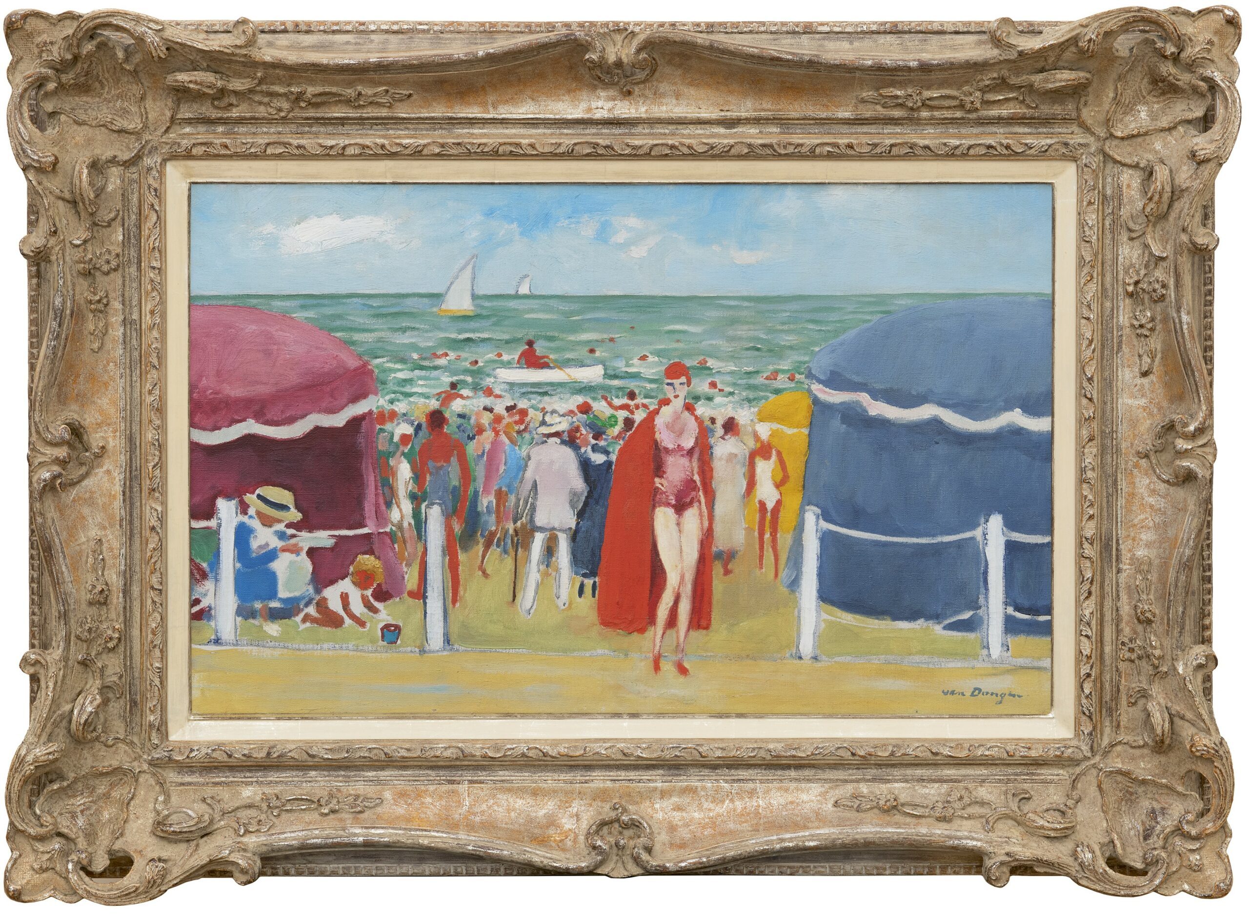 Kees van Dongen: Vertier op het strand van Deauville, Frankrijk (in lijst)