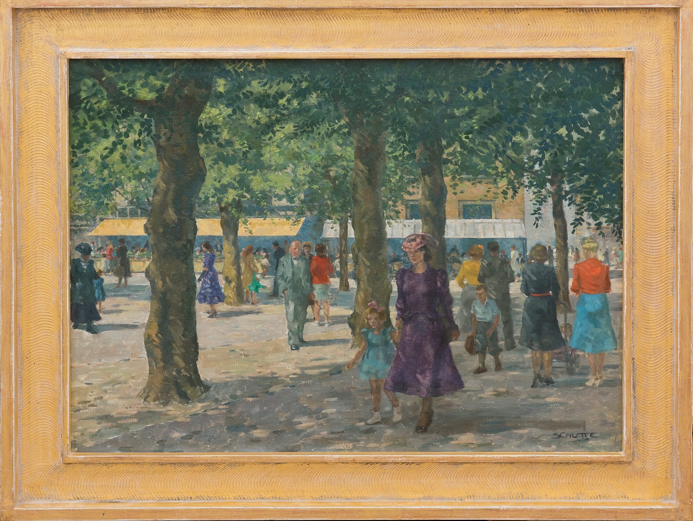 Louis Schutte: Zonnig stadsgezicht (in lijst)