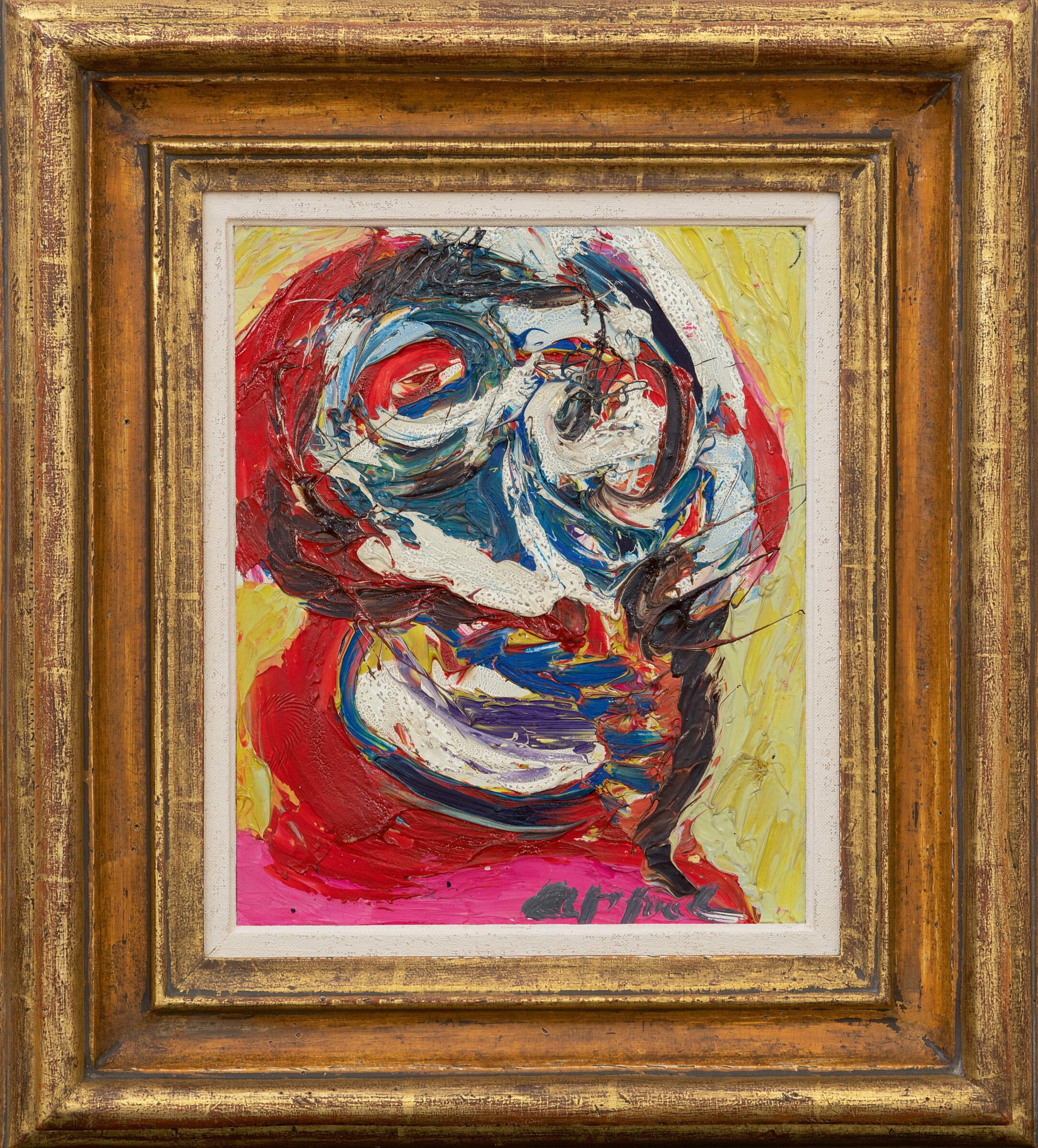 Karel Appel: Figuur tegen gele achtergrond (in lijst)