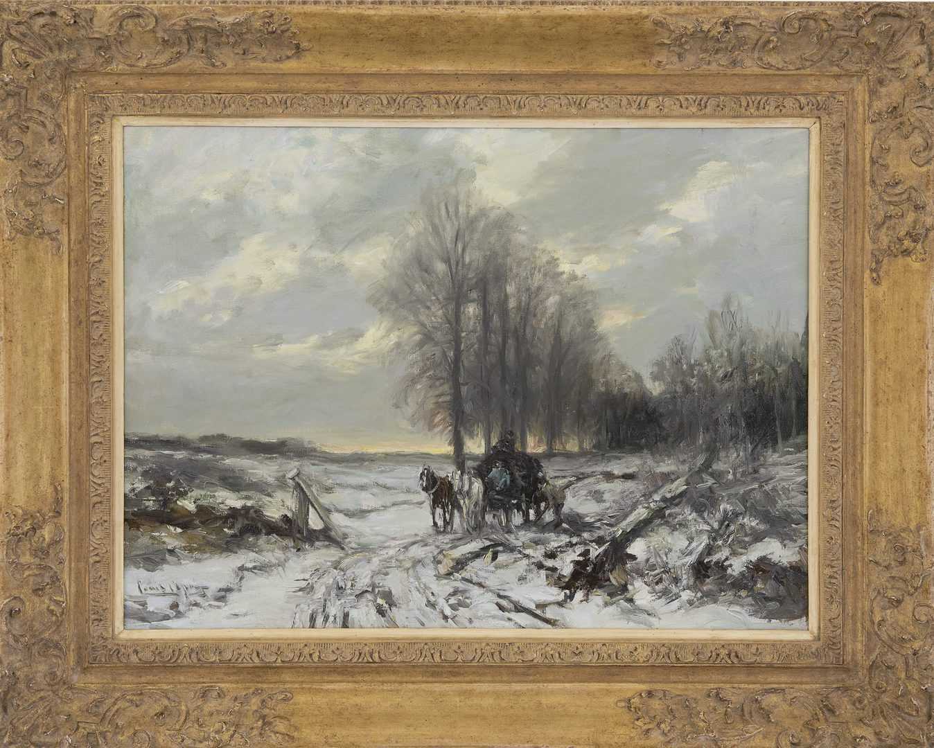 Louis Apol: Winterlandschap met paard en wagen (in lijst)