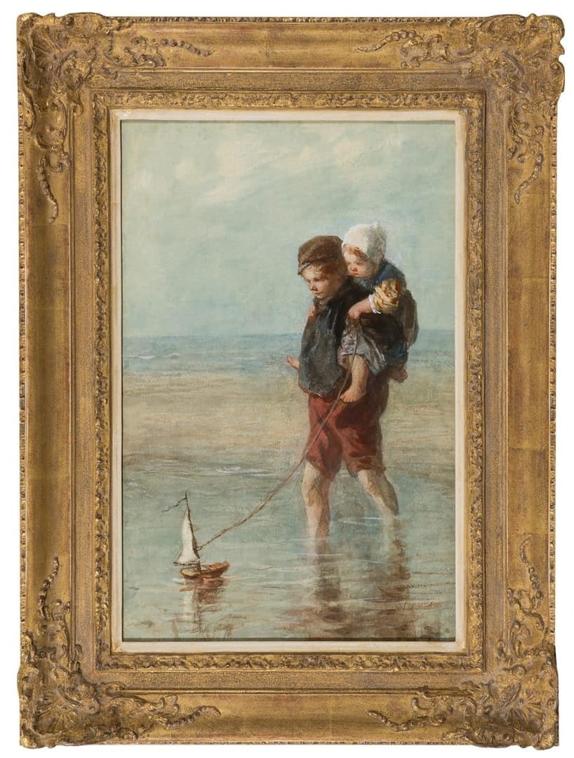 Jozef Israëls: Pootje baden (in lijst)