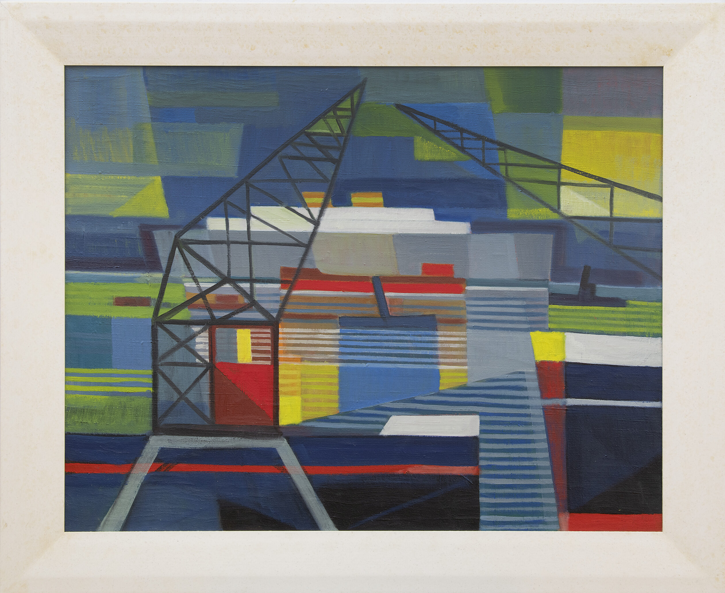 Siep van den Berg schilderij, Haven, te koop: Haven (in lijst)