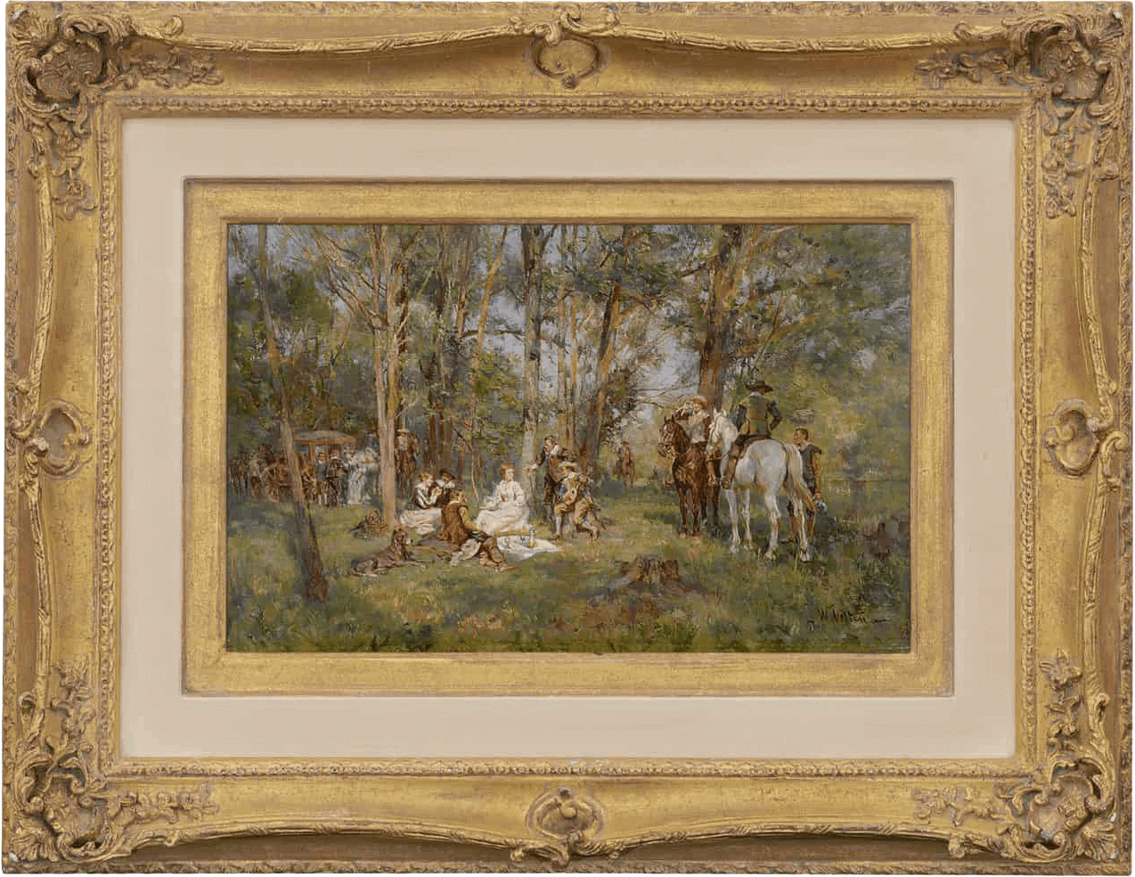 Wilhelm Velten: Picnic in the woods (framed)