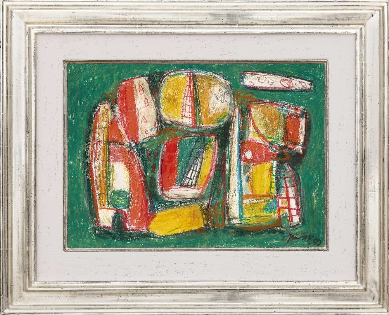Jaap Nanninga: Compositie (groen) (in lijst)