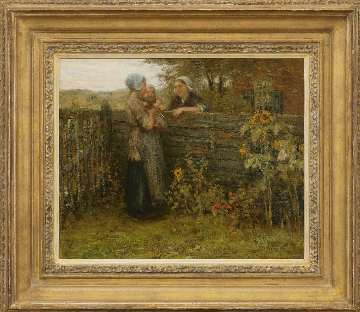 Bernardus Johannes Blommers: Praatje met de buurvrouw (in lijst)