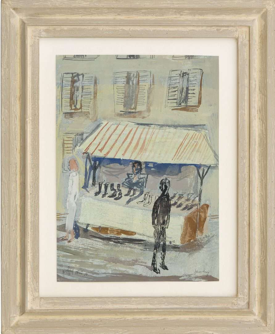Jan van Heel: De schoenenkraam (in lijst)