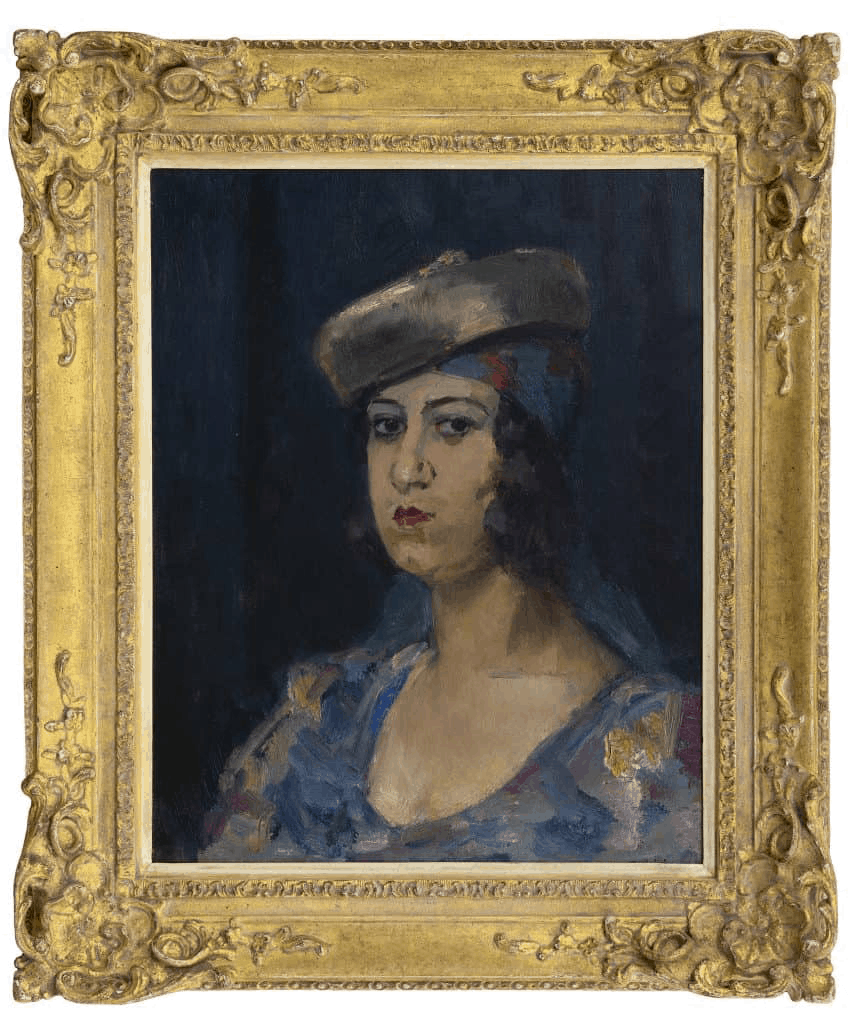 Isaac Israels: Dame met baret (in lijst)