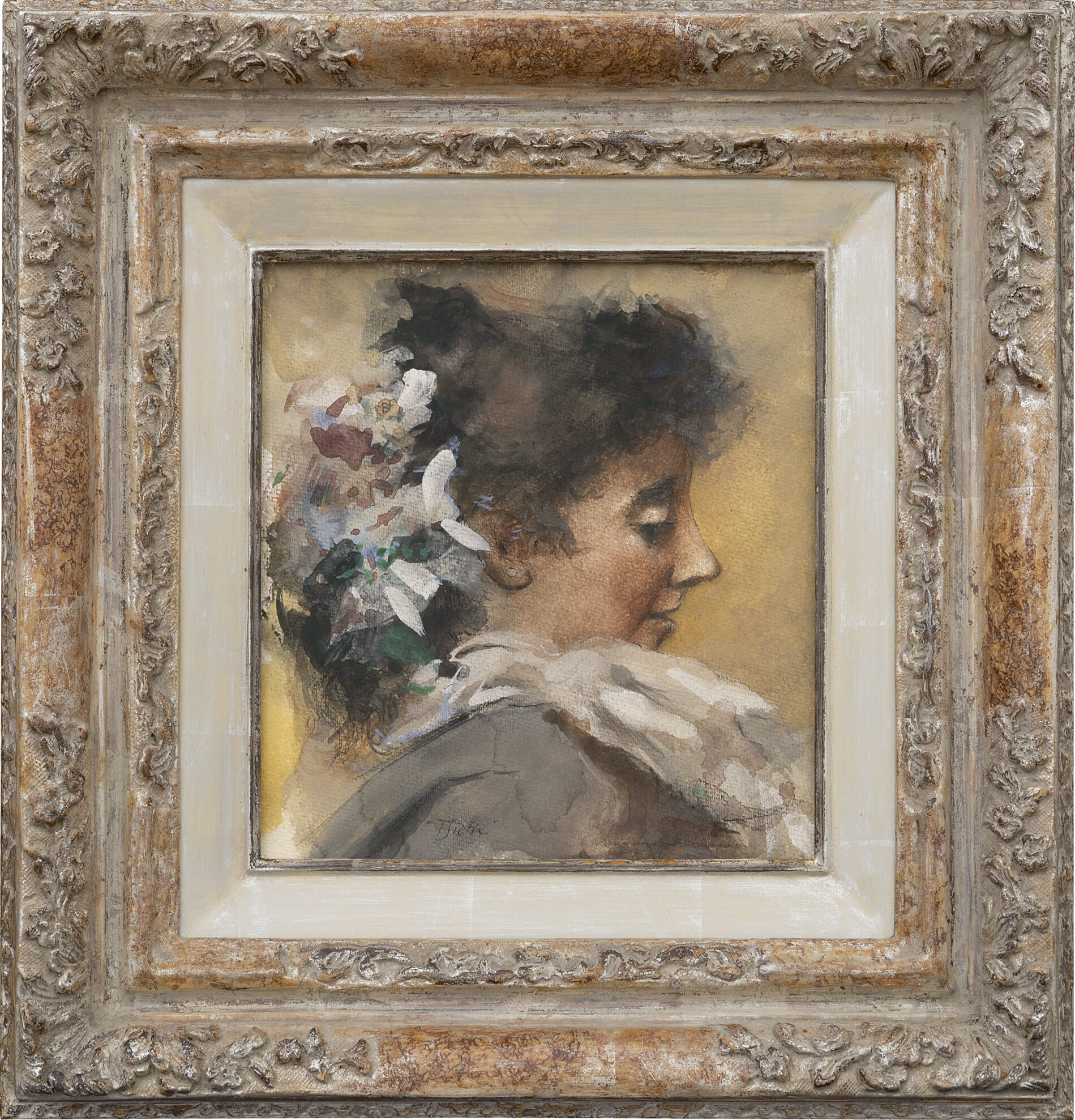 Albert Roelofs: Portret van Tjieke (vrouw van de schilder) (in lijst)