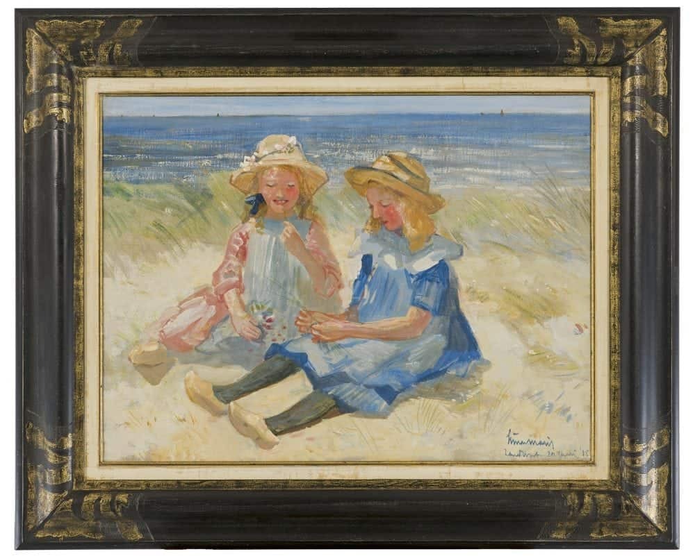 Simon Willem Maris: Bloemen plukken in de duinen van Zandvoort (in lijst)