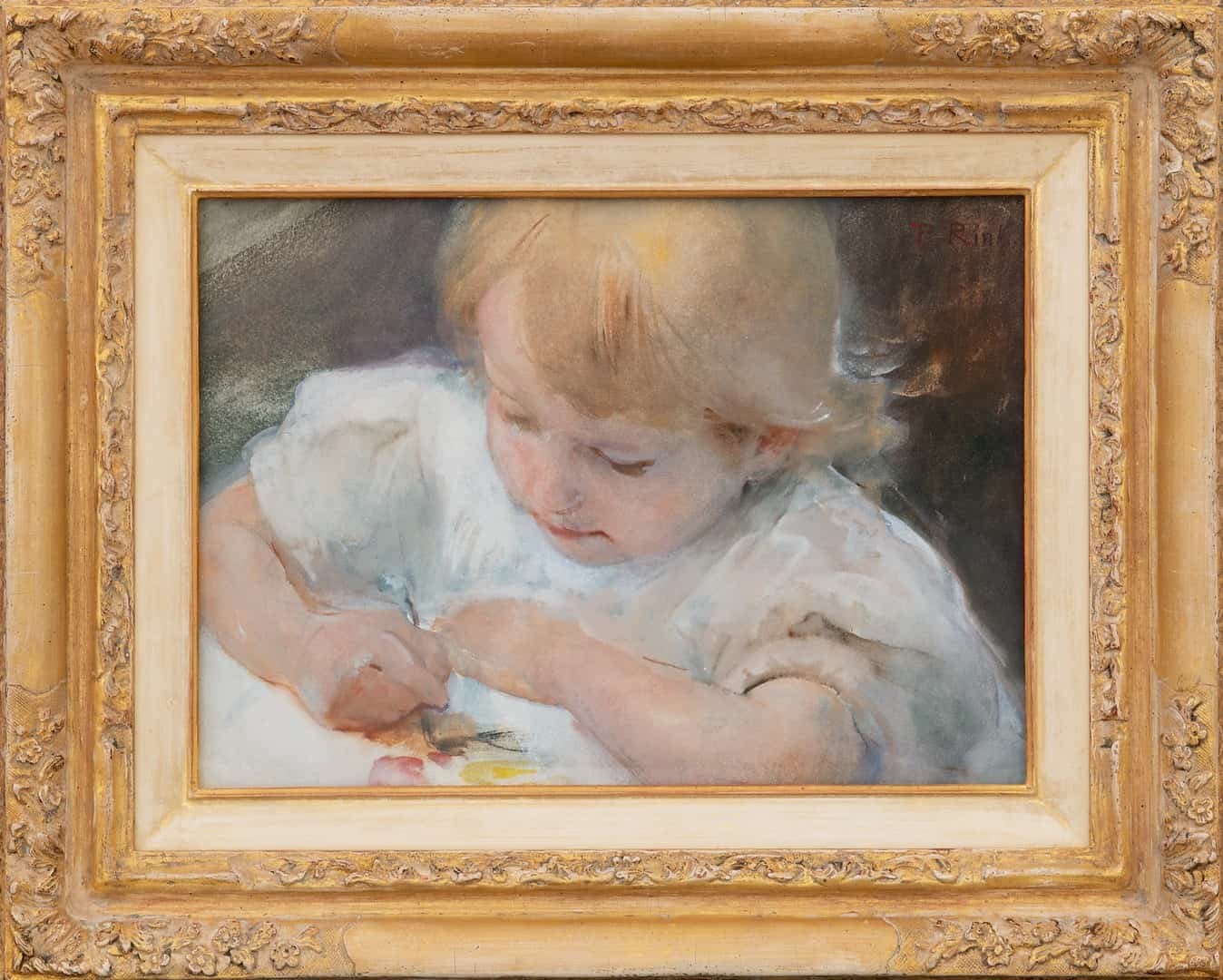 Paul Rink: Haar eerste schilderwerkje (in lijst)