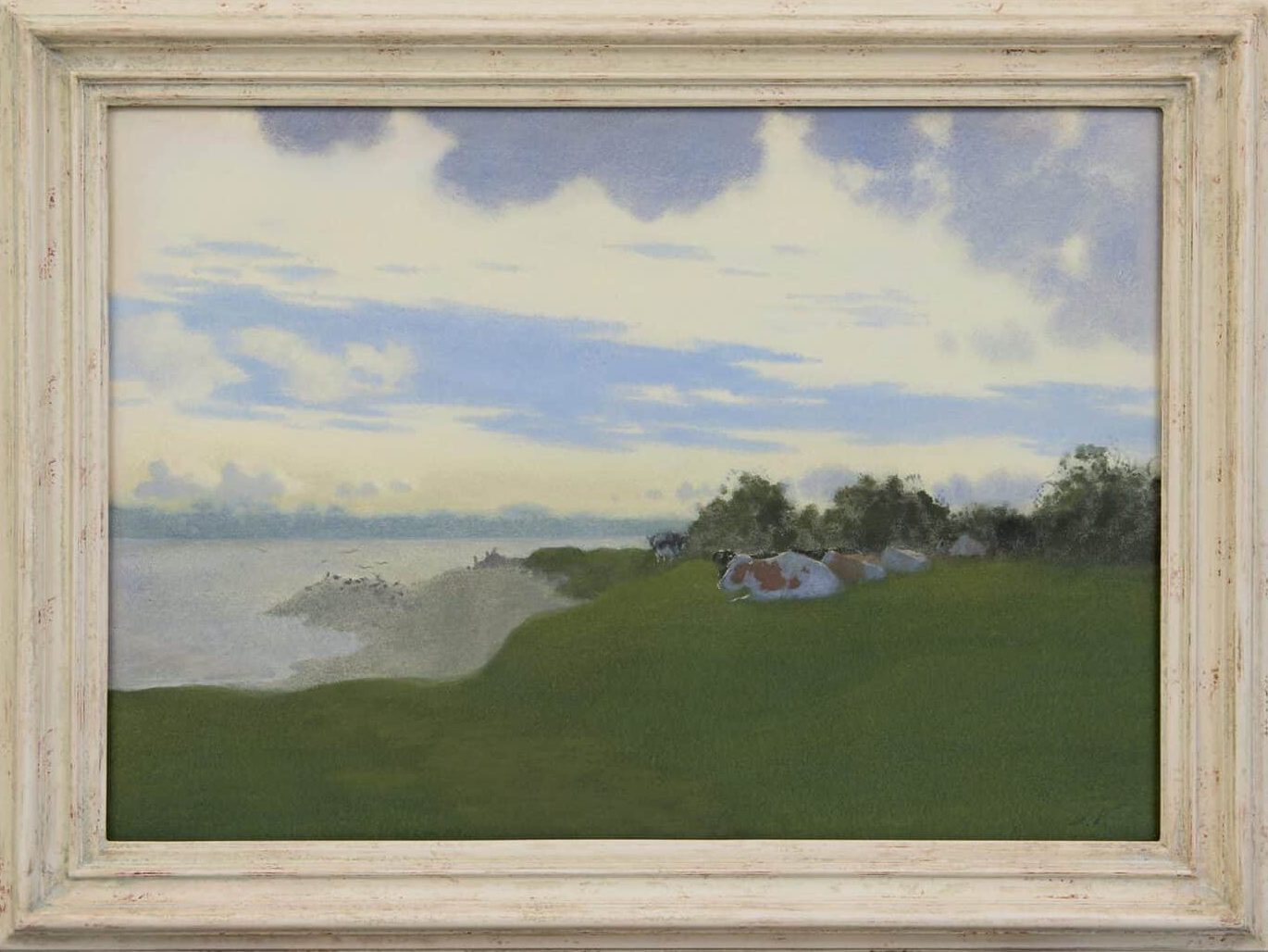 Jan Voerman sr: Koeien aan de oever van de IJssel (in lijst)