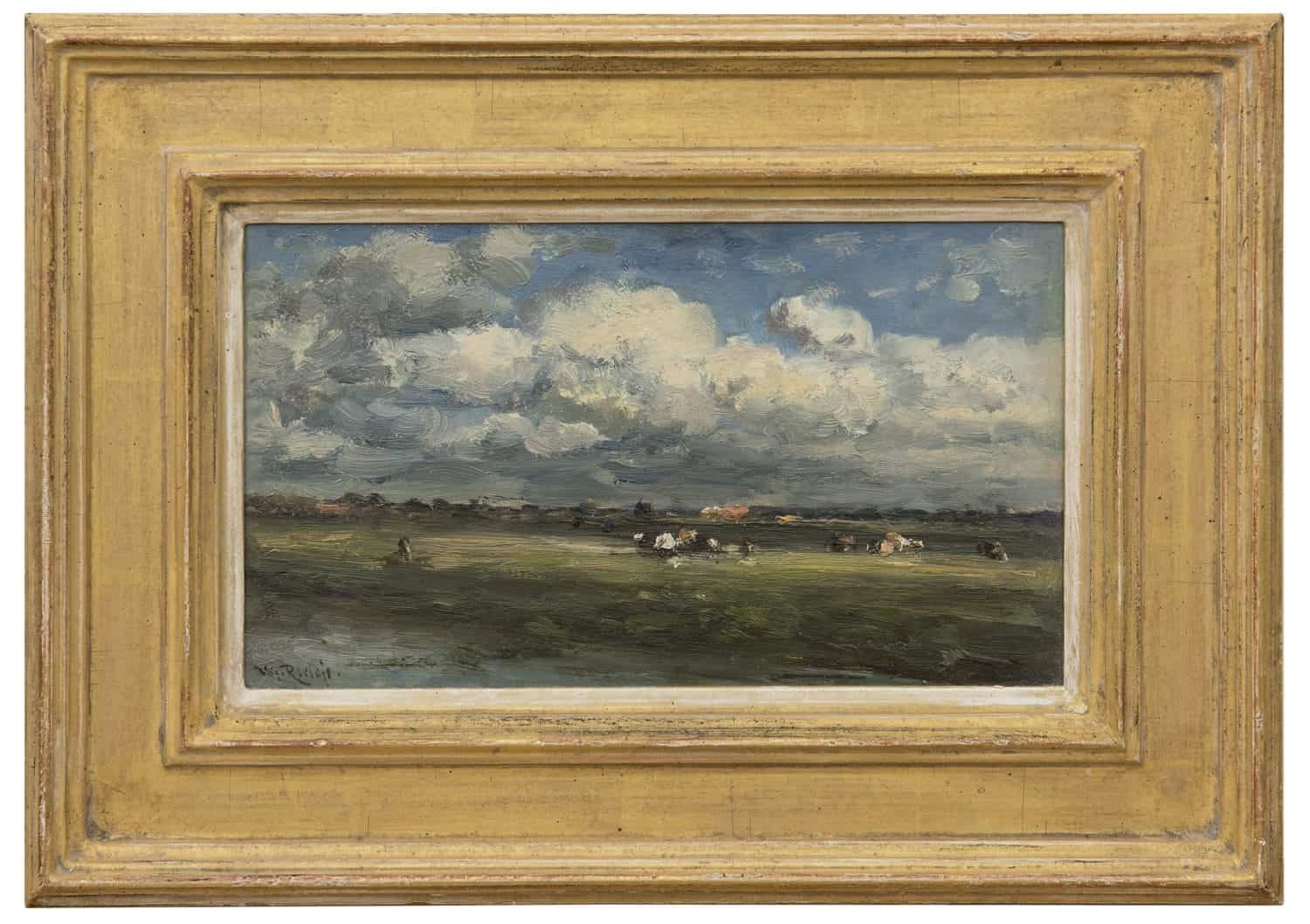 Willem Roelofs: Cows at the 'Trekvliet' (framed)