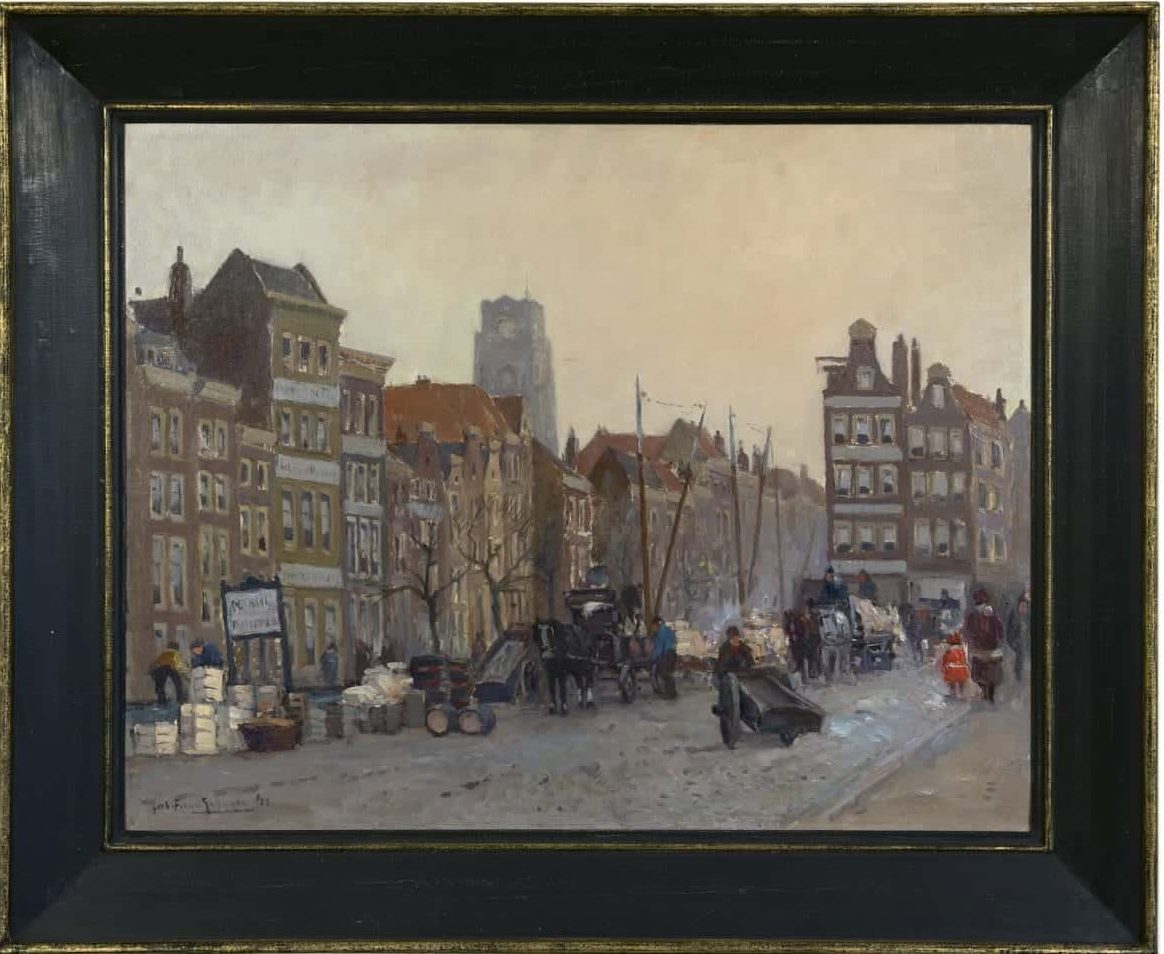Gerbrand Frederik van Schagen: Het Haagsche Veer te Rotterdam (in lijst)
