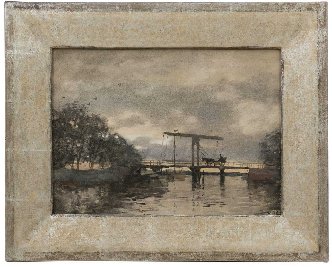 Willem Bastiaan Tholen: Hollandse vaart met ophaalbrug (in lijst)