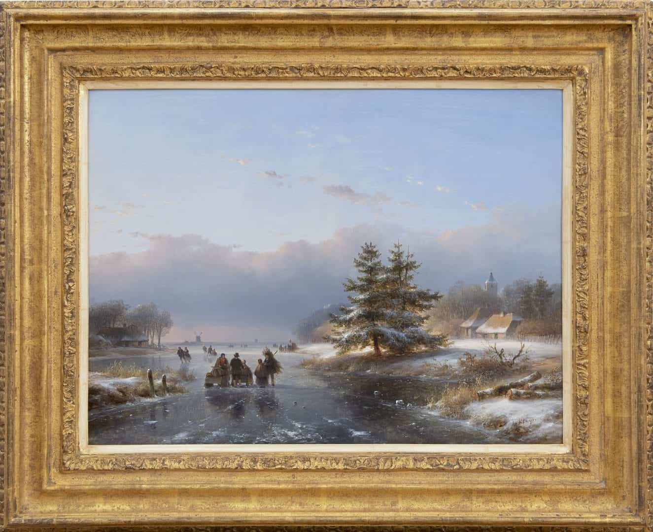 Lodewijk Johannes Kleijn: Winterlandschap met ijsvertier (in lijst)