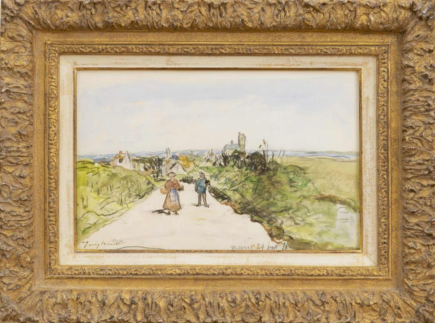Johan Barthold Jongkind: Gezicht op Nevers (in lijst)
