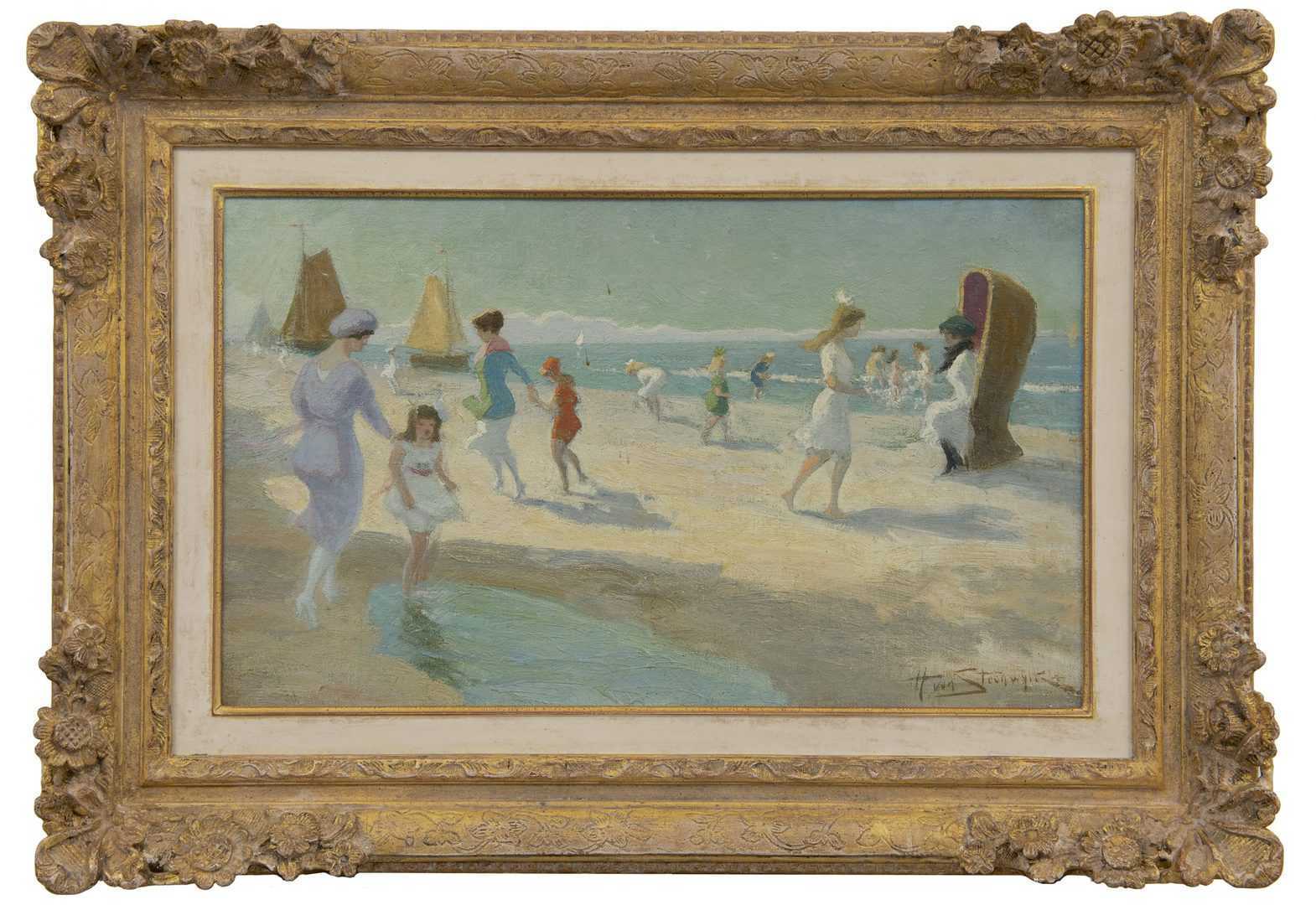 Hendrik van Steenwijk: Strandplezier (in lijst)