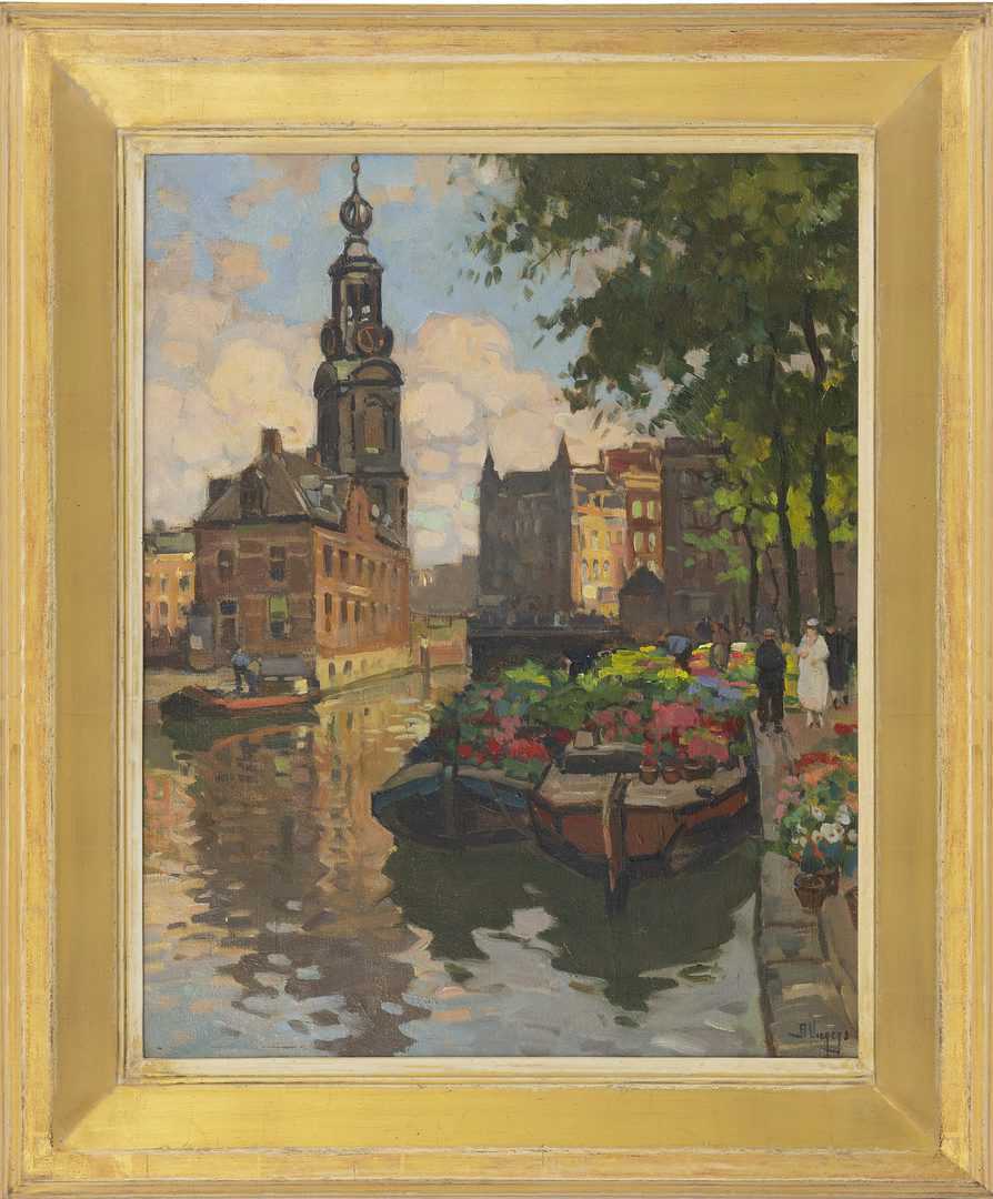 Ben Viegers: Gezicht op het Singel met de Munttoren (in lijst)