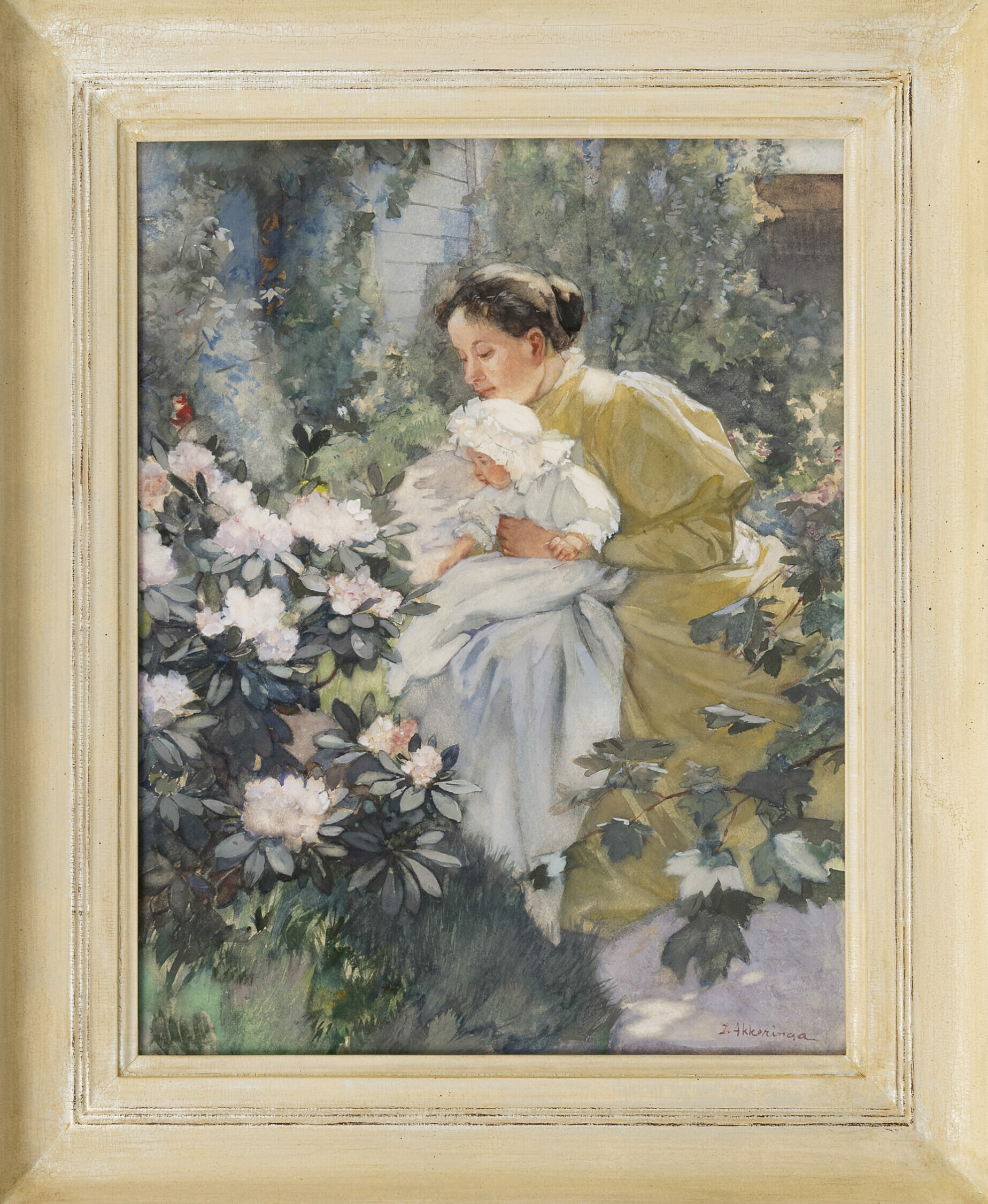 Johannes Evert Hendrik Akkeringa: In de bloementuin (in lijst)