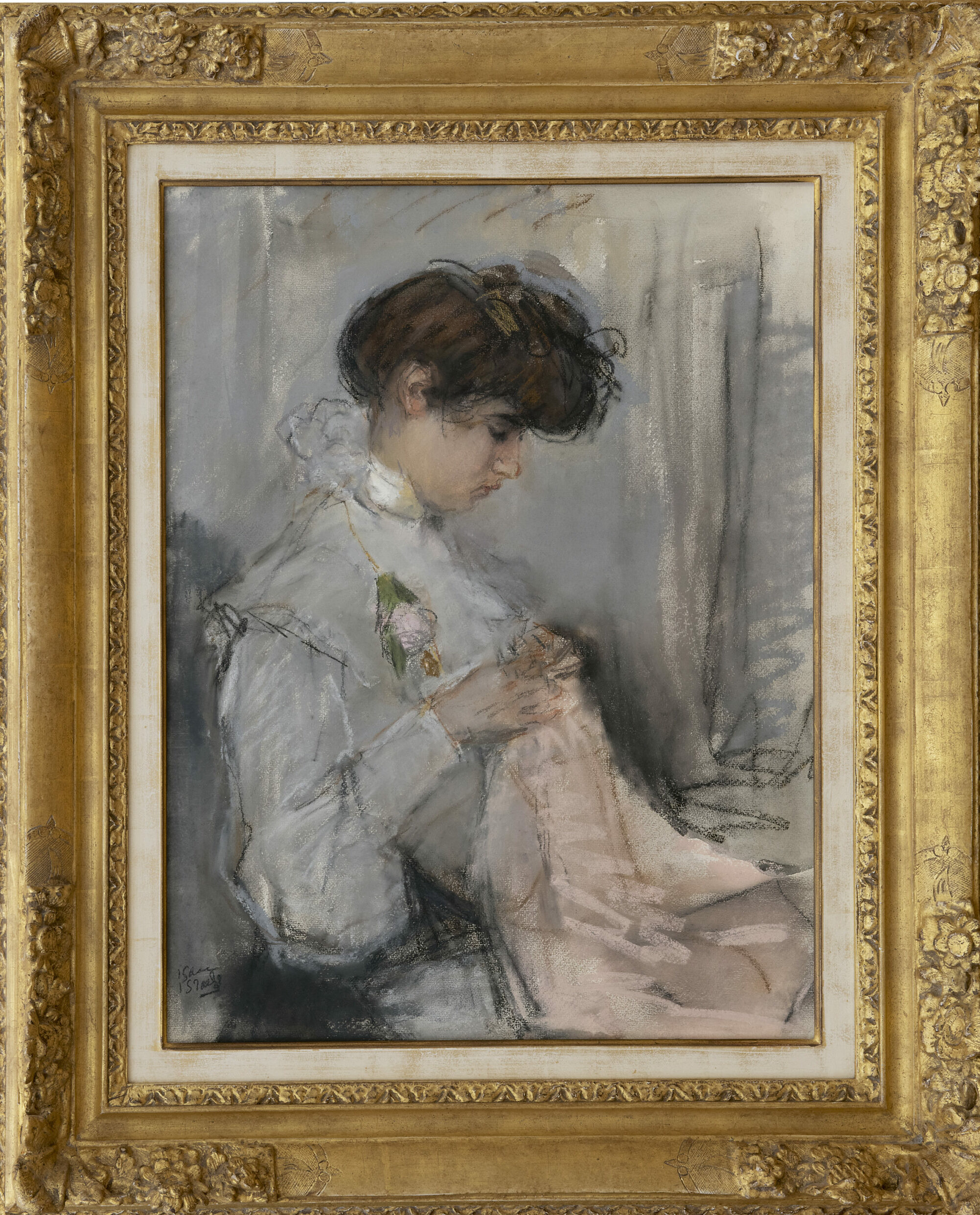 Isaac Israels: Handwerkend meisje (in lijst)