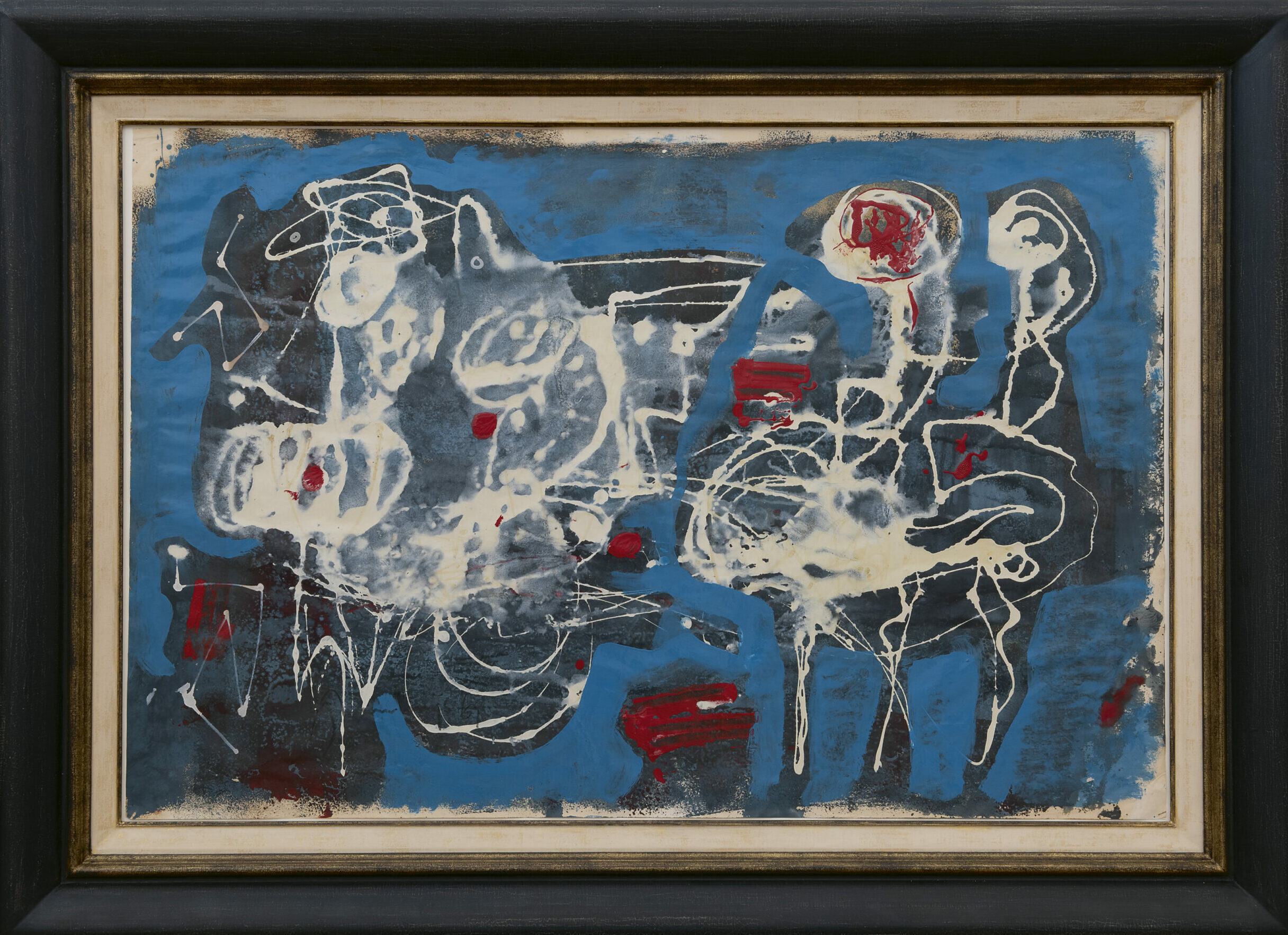 Jan Nieuwenhuys: Compositie blauw (in lijst)