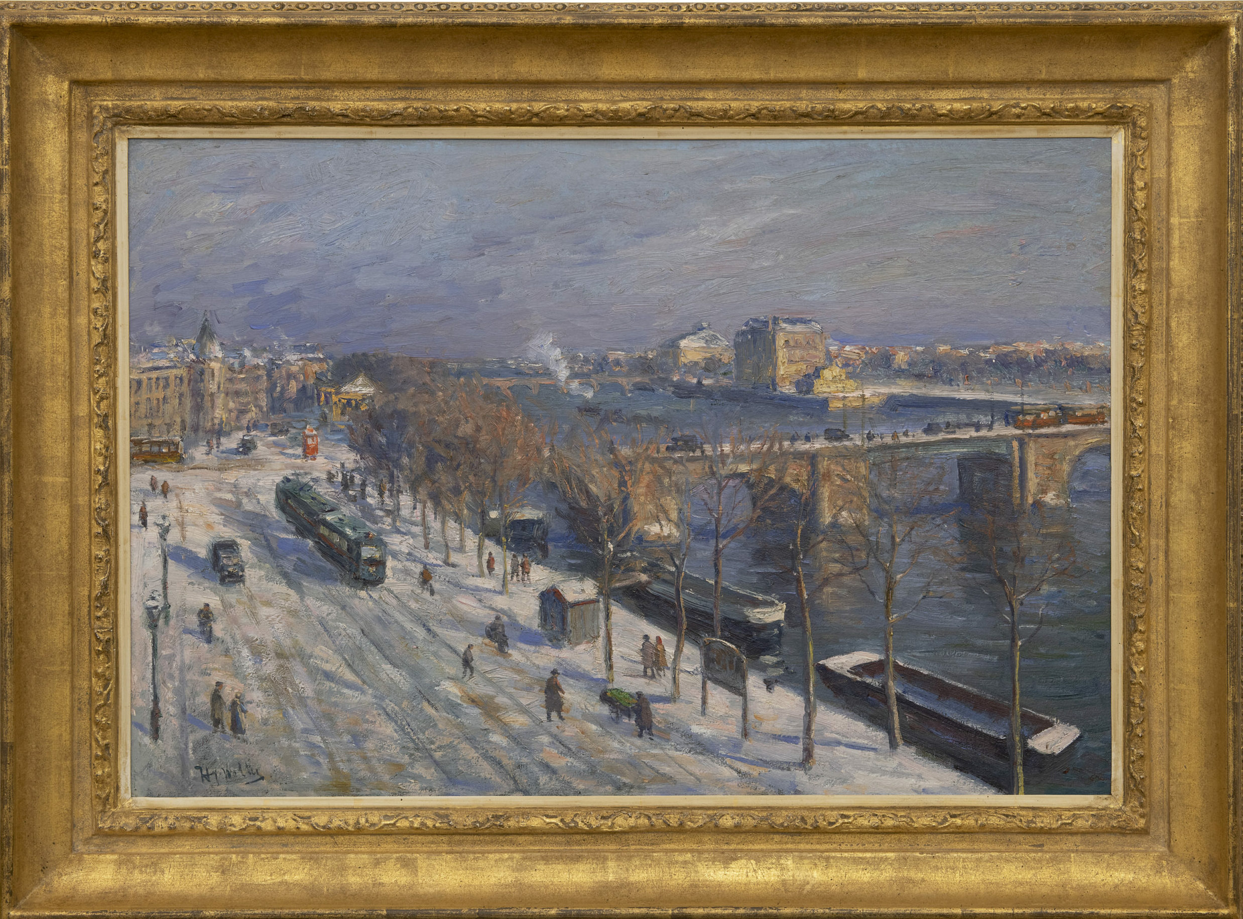 Hendrik Jan Wolter: Uitzicht op de Amstel in de winter (in lijst)