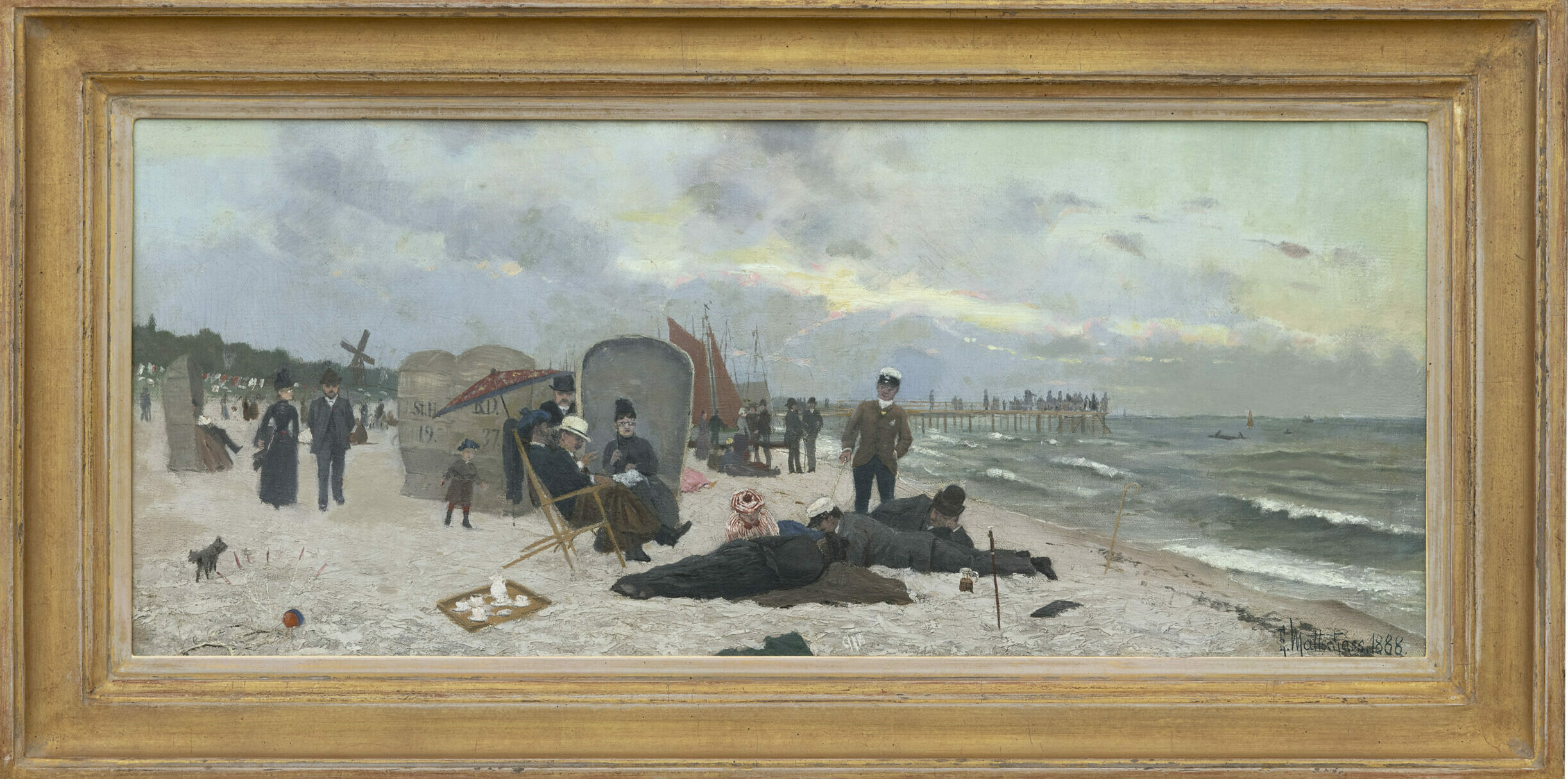 Erich Mattschass: Picknicken op het strand (in lijst)
