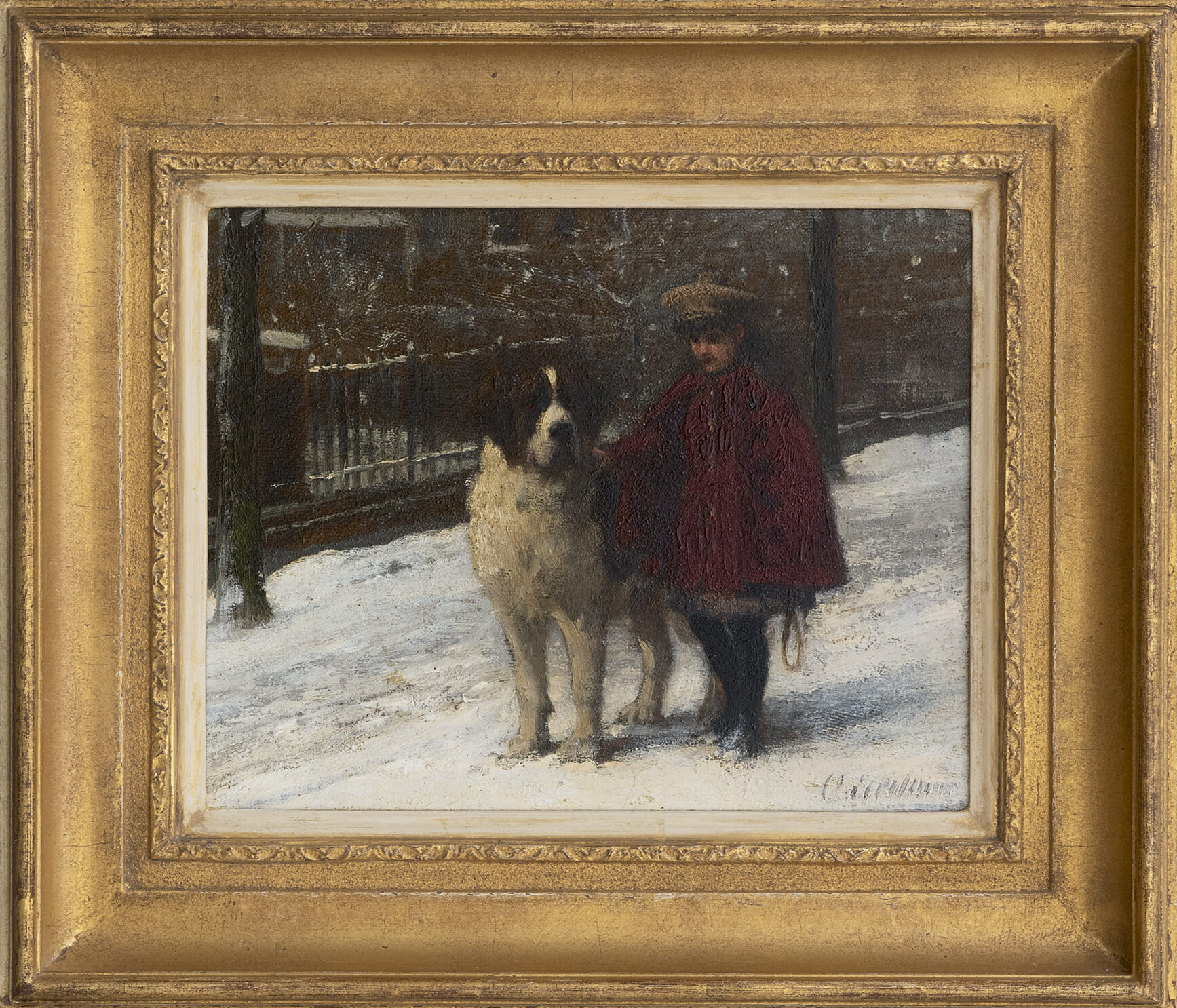 Otto Eerelman: Meisje met haar hond (in lijst)