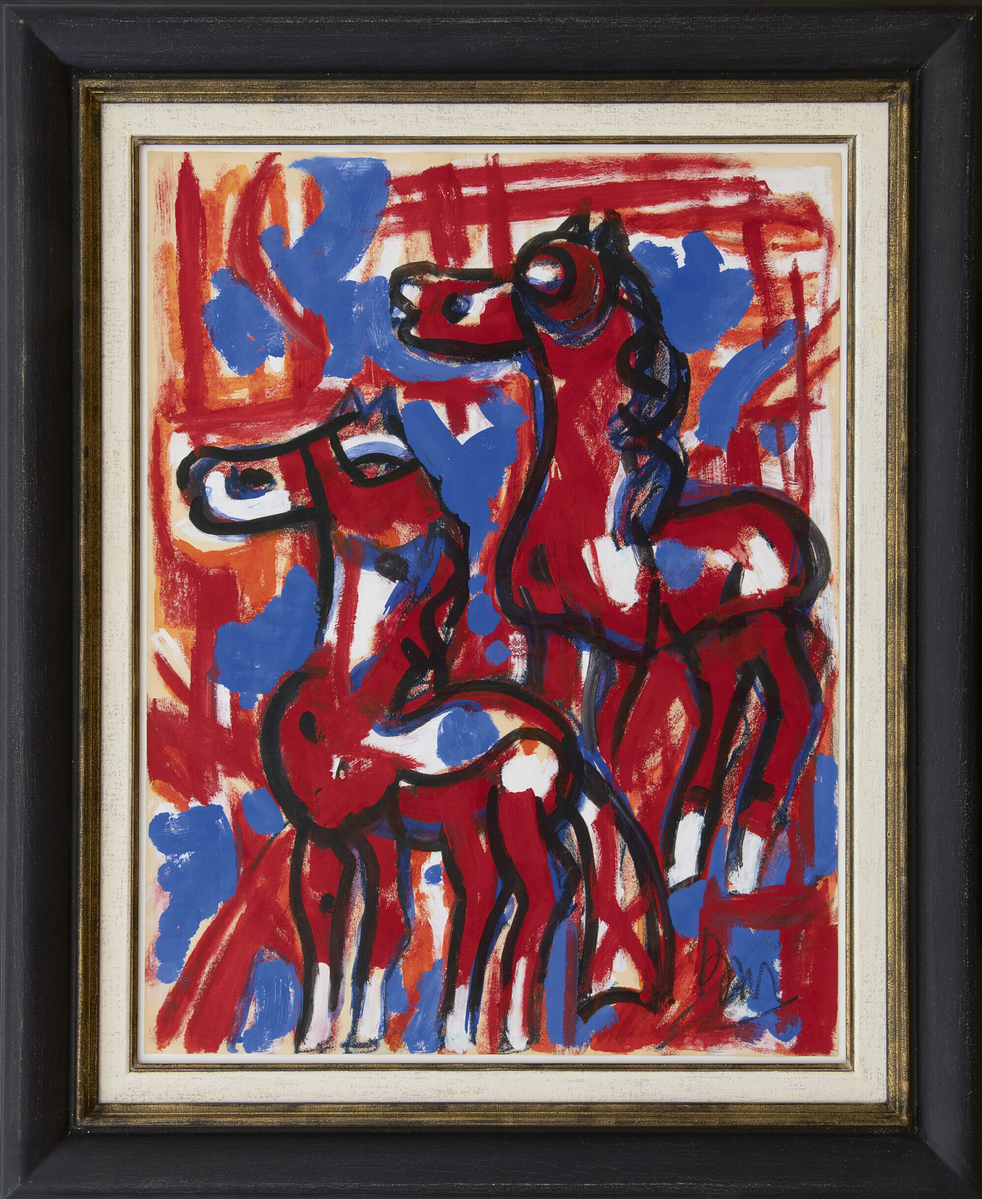 Gerrit Benner: Two horses (framed)