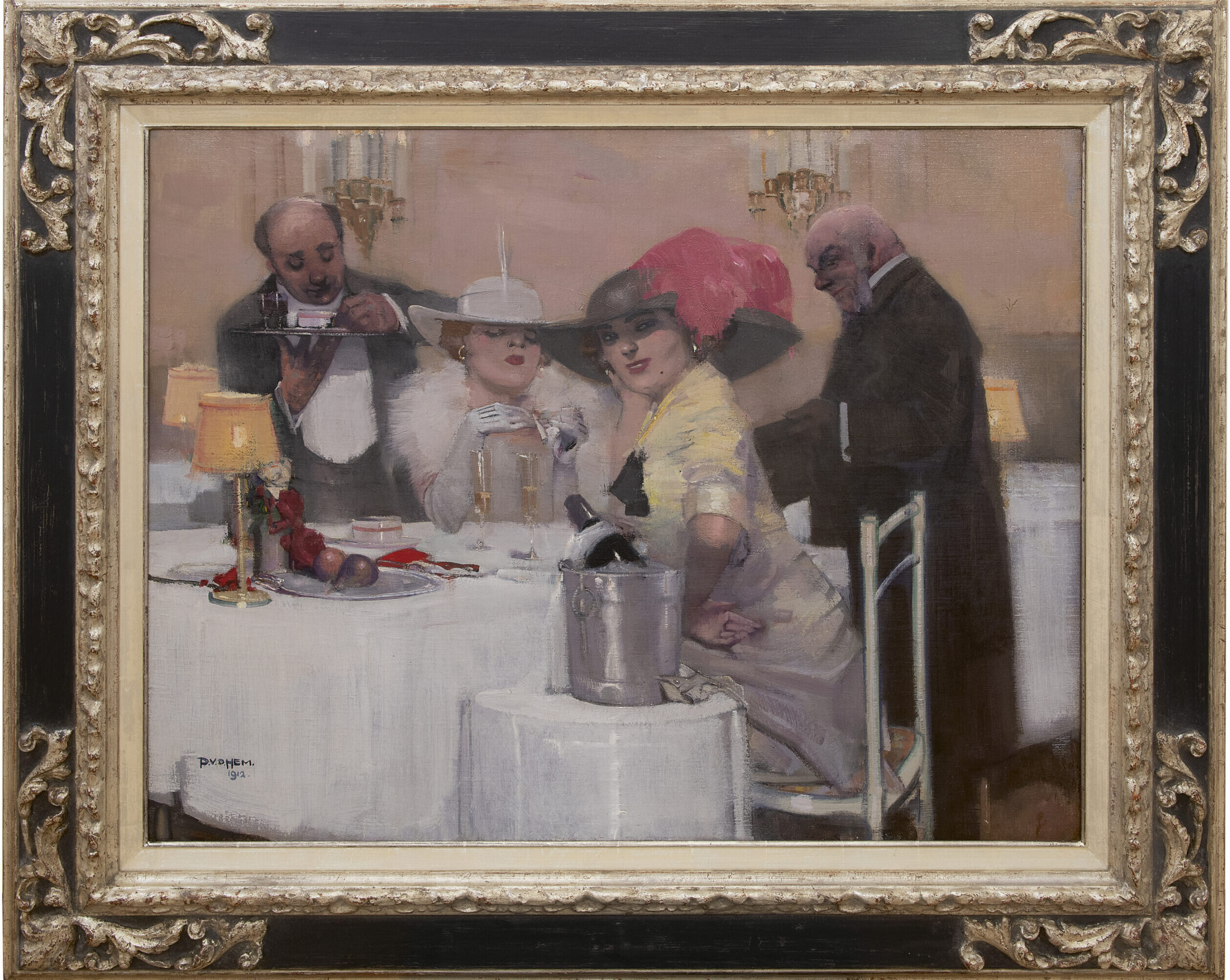 Piet van der Hem: In het restaurant (in lijst)