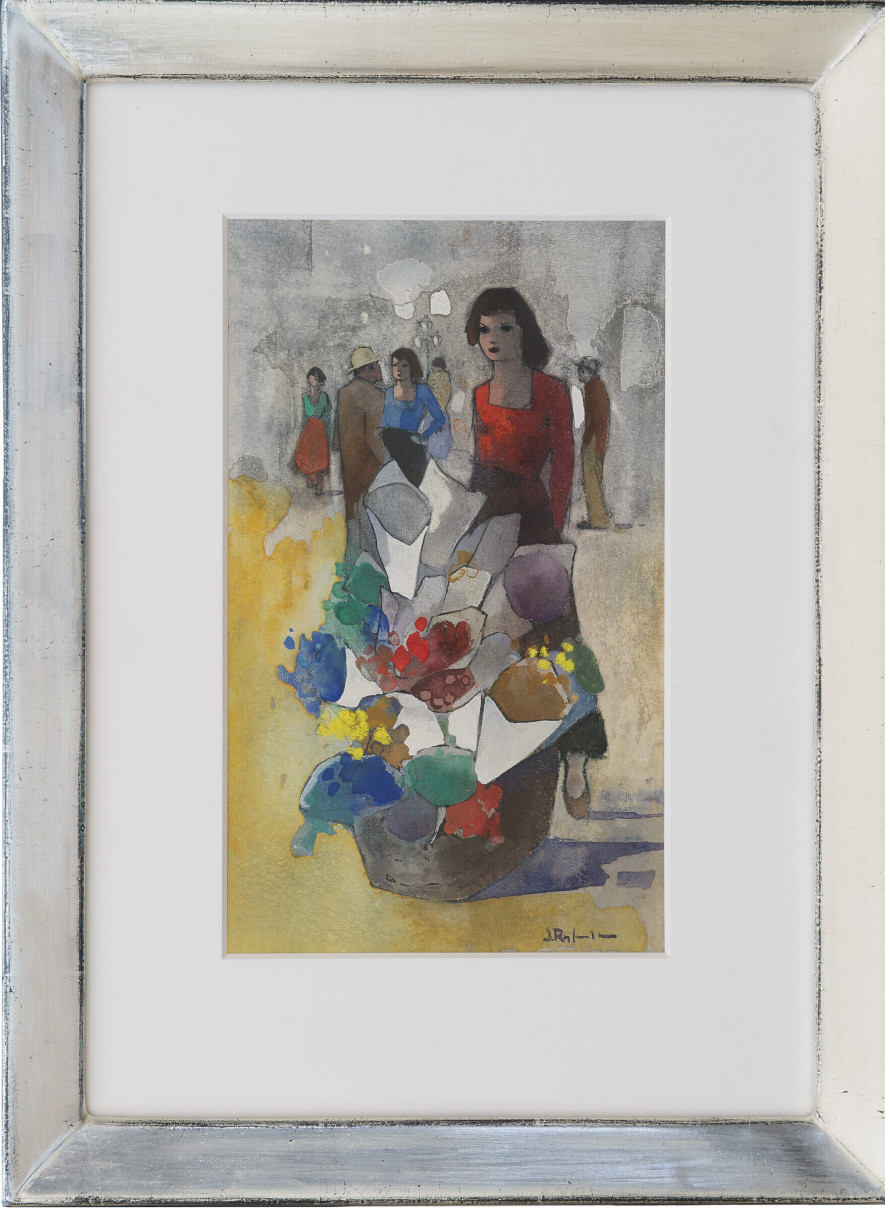 Jan Rijlaarsdam: Bloemenverkoopster (in lijst)