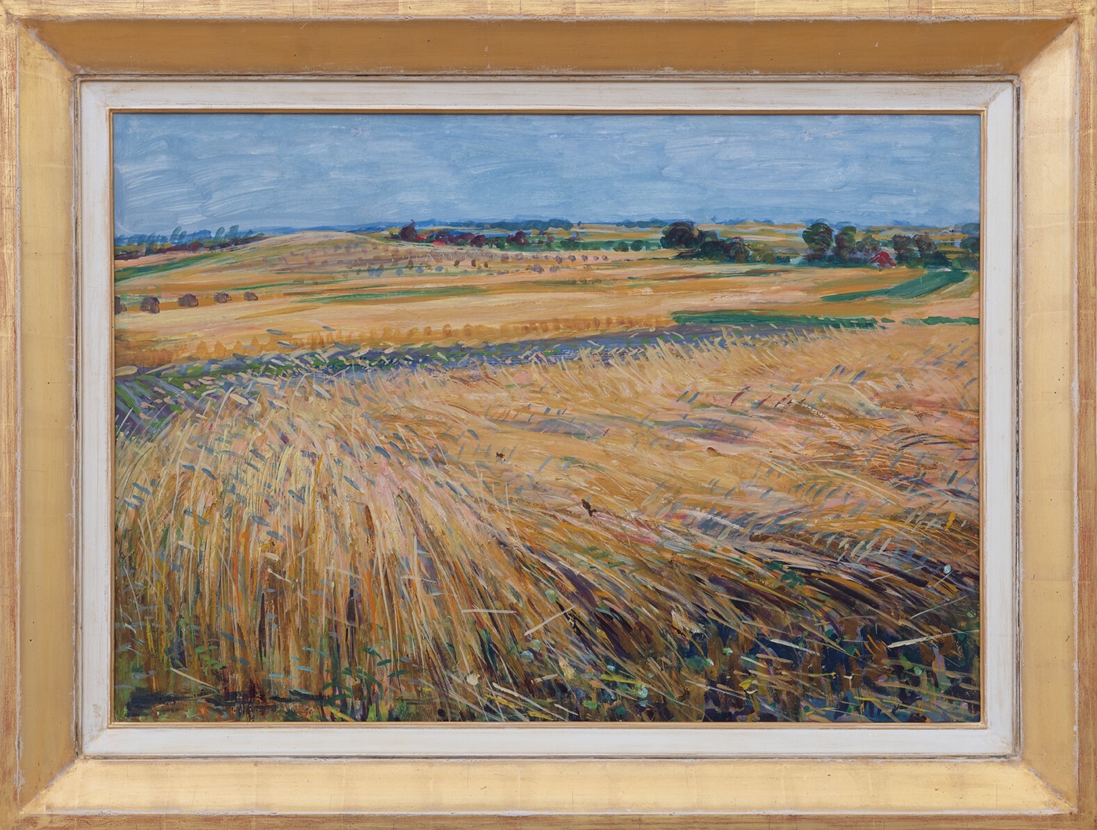 Johan Dijkstra: Gronings landschap met korenvelden (in lijst)