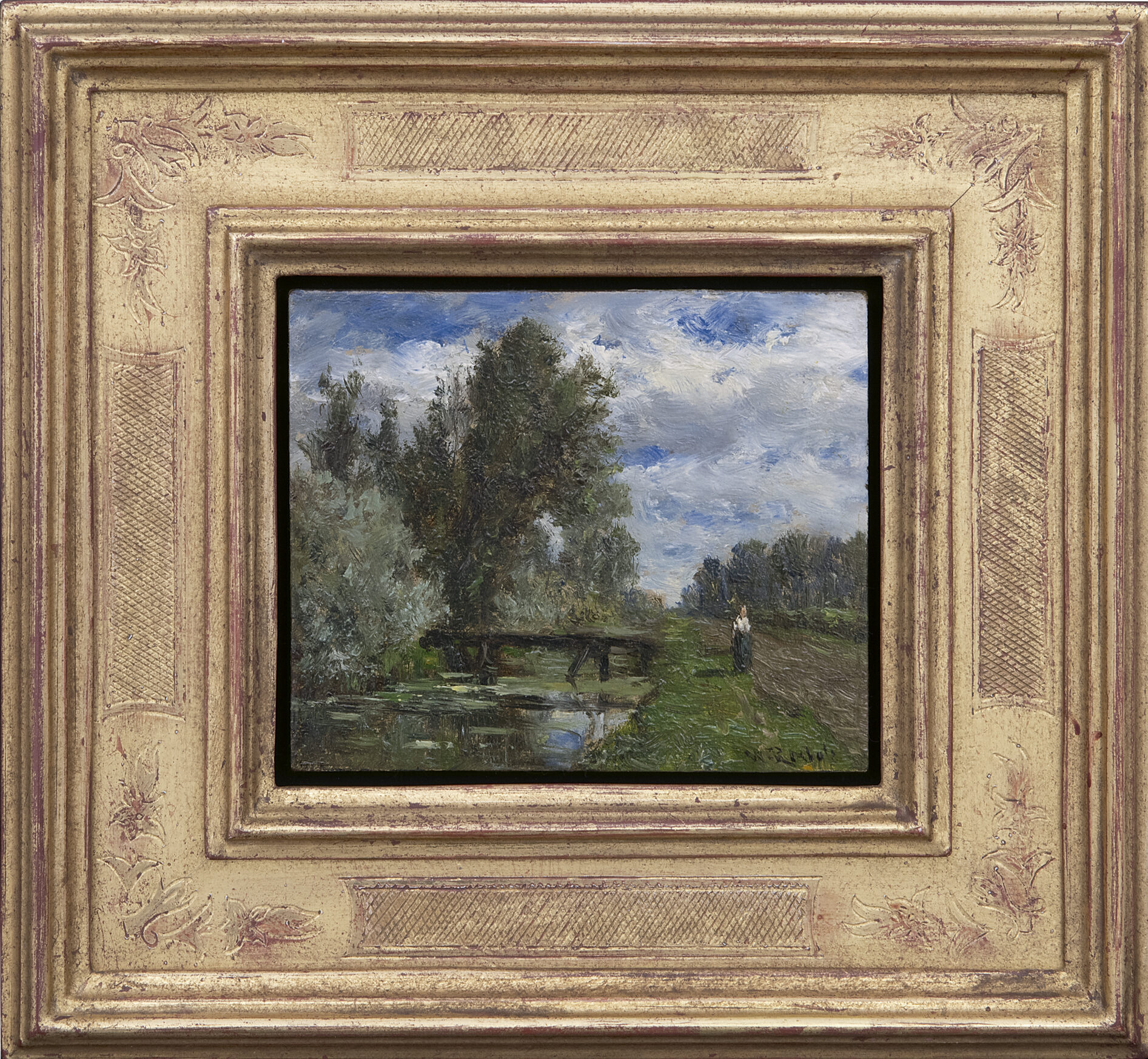 Willem Roelofs: Wandelen langs de waterkant (in lijst)