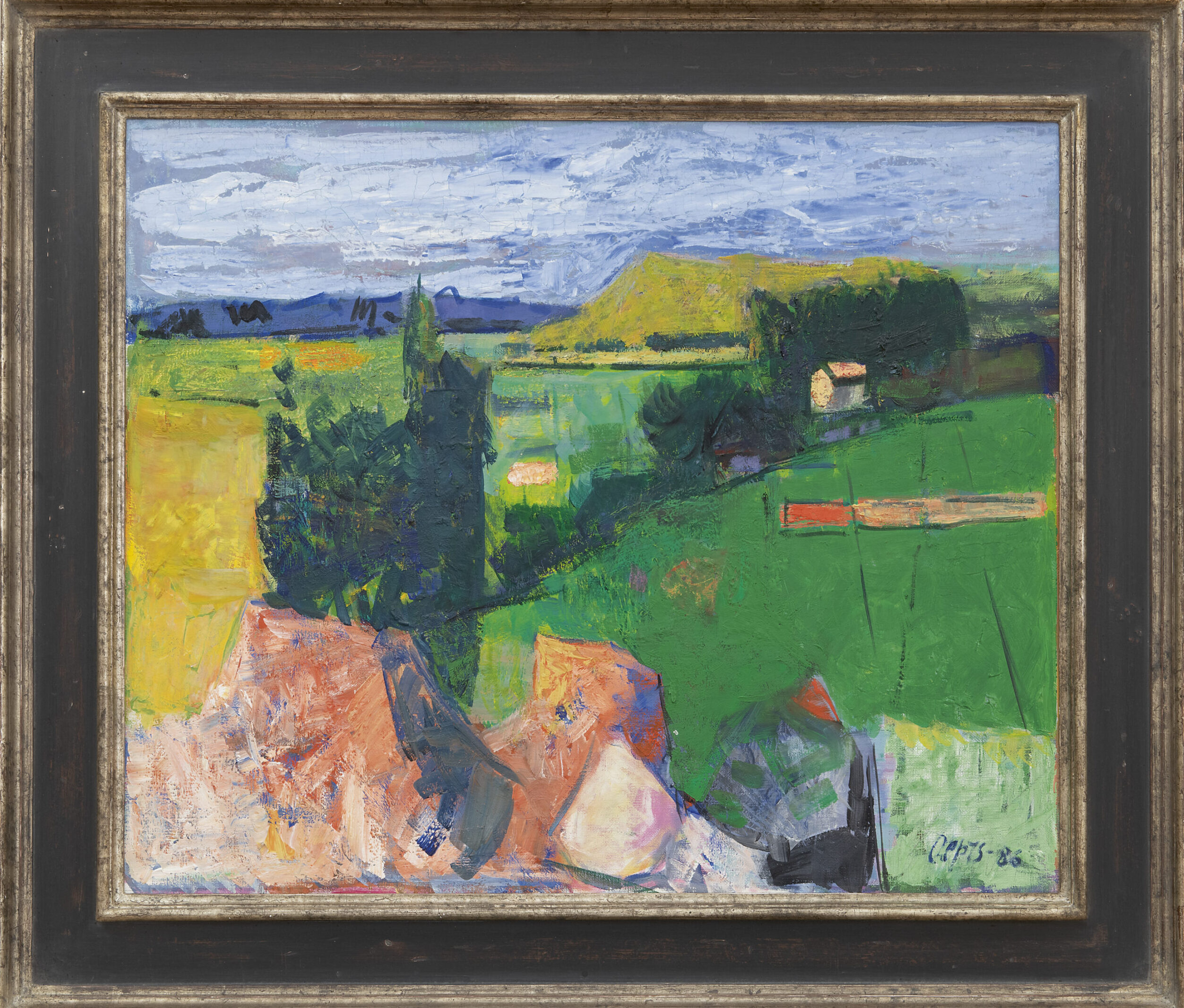 Wim Oepts: Landschap in Zuid-Frankrijk (in lijst)