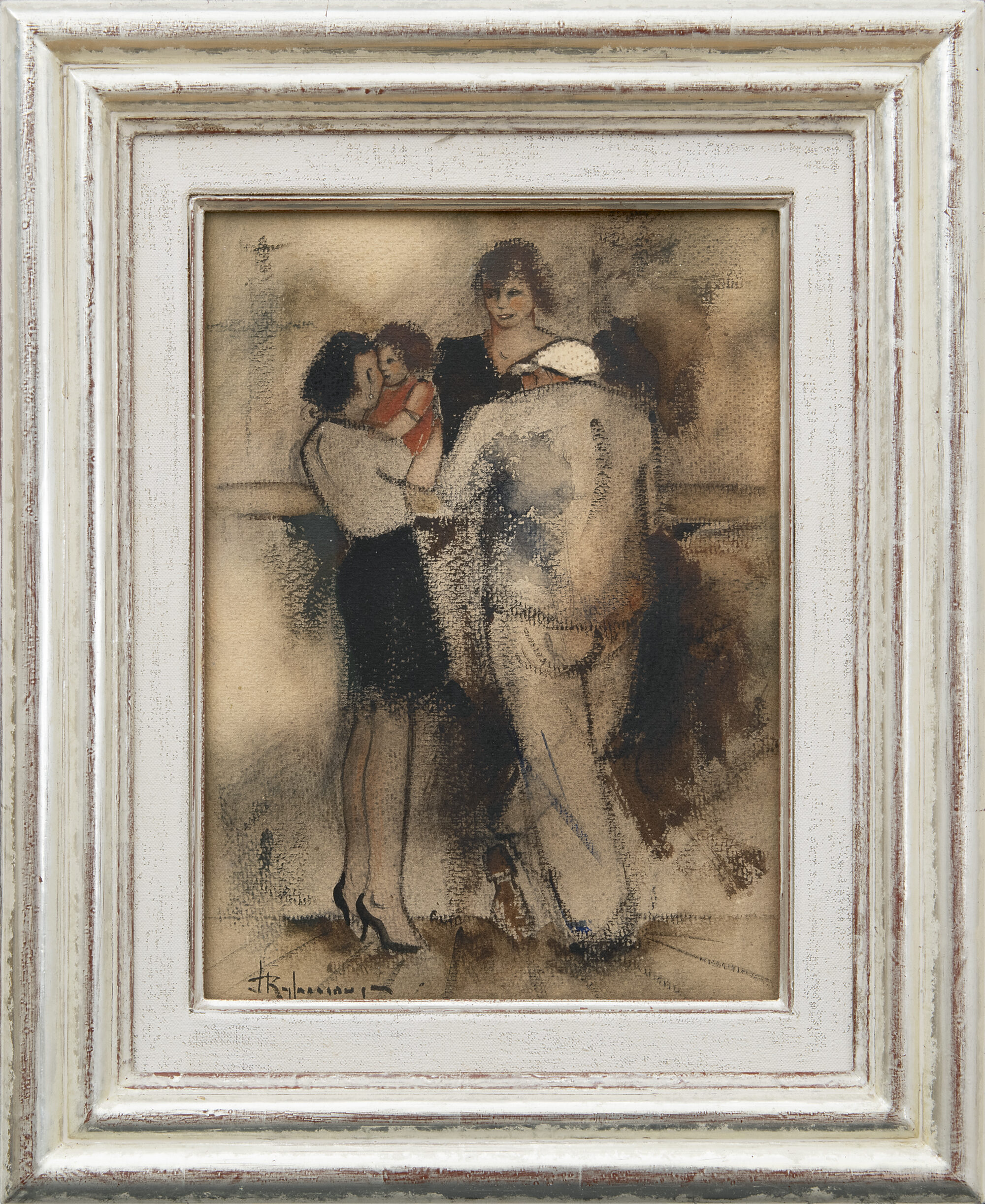 Jan Rijlaarsdam schilderij te koop.: Aan de bar (in lijst)