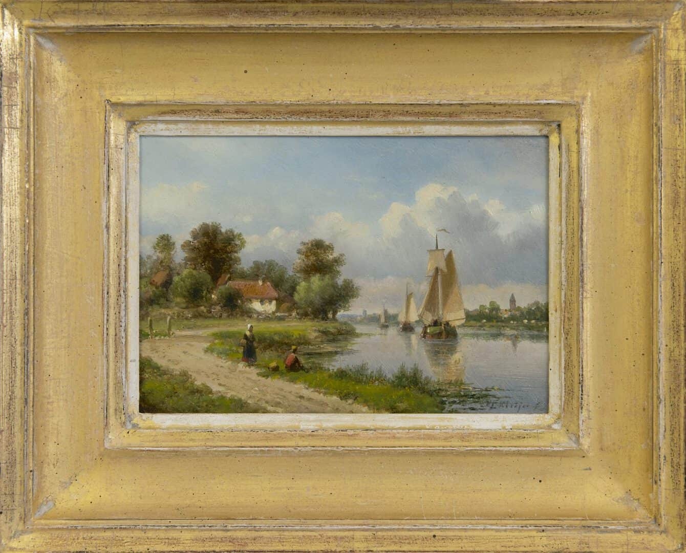 Lodewijk Johannes Kleijn: Zomers riviergezicht (in lijst)