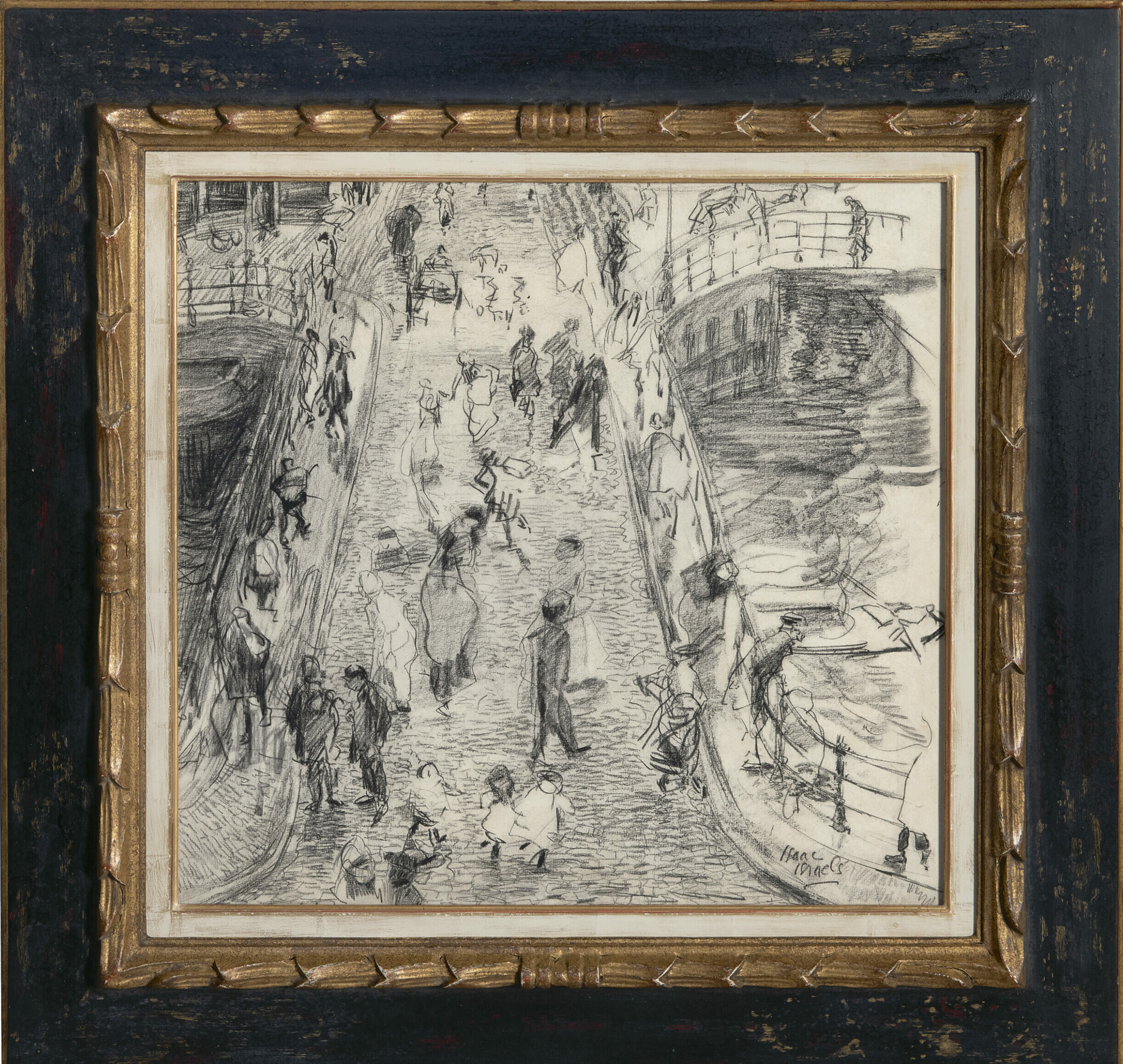 Isaac Israels: Leliegracht te Amsterdam (in lijst)