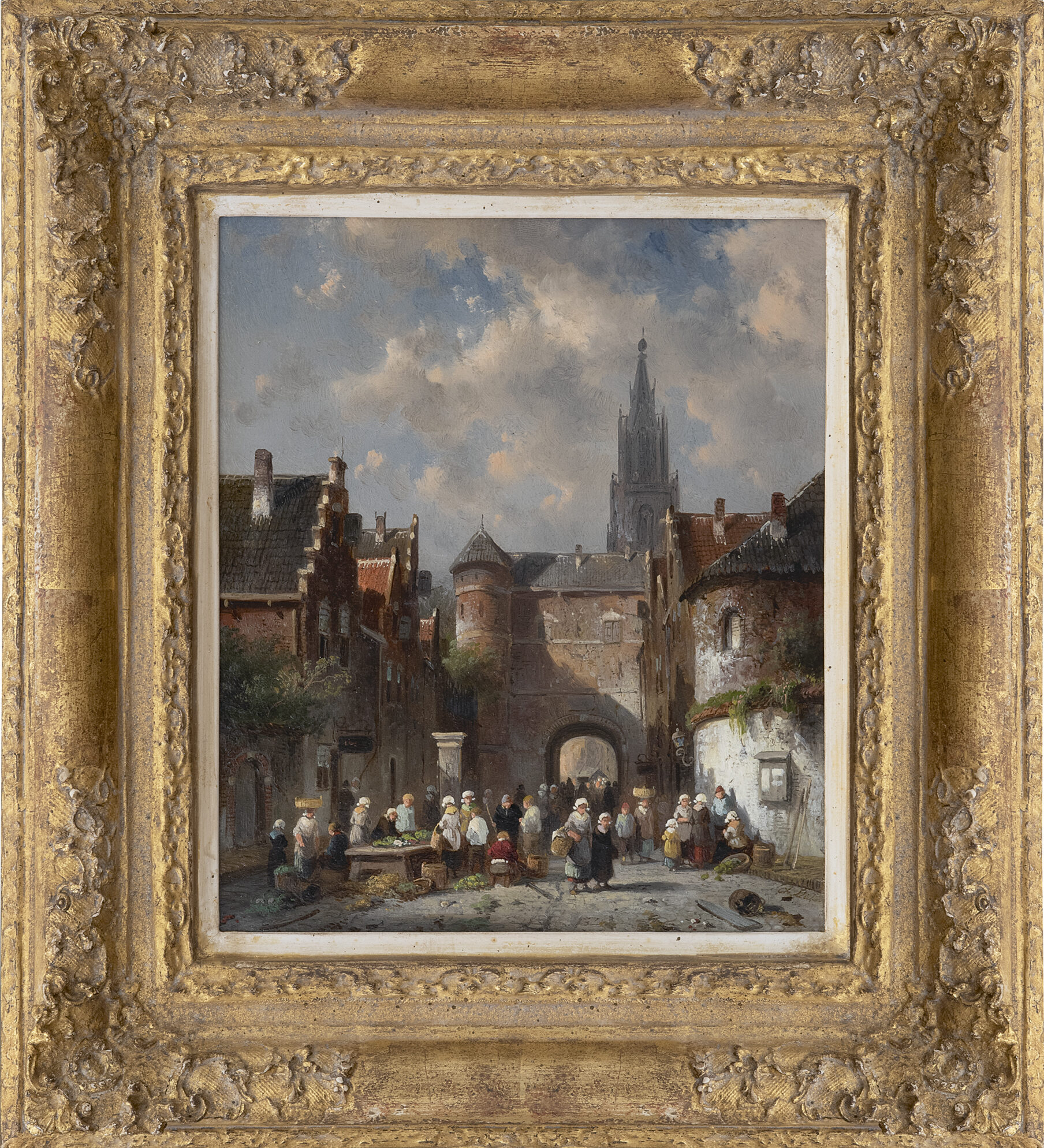 Charles Leickert: Zonnig stadsgezicht (in lijst)