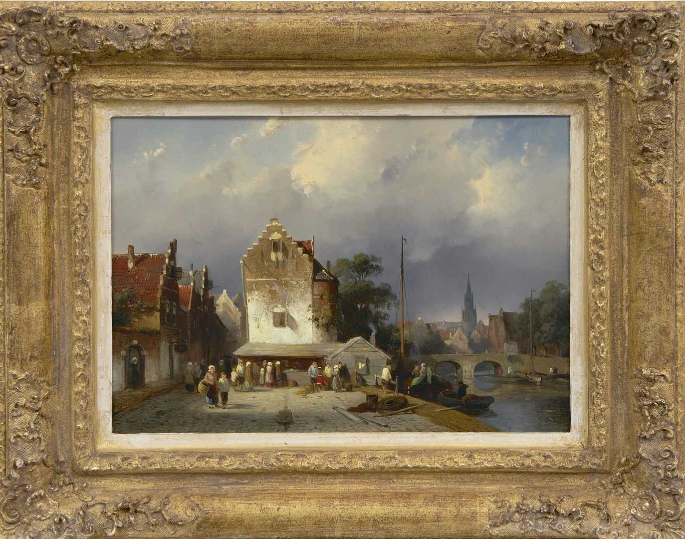 Charles Leickert: Zomers stadsgezicht (in lijst)