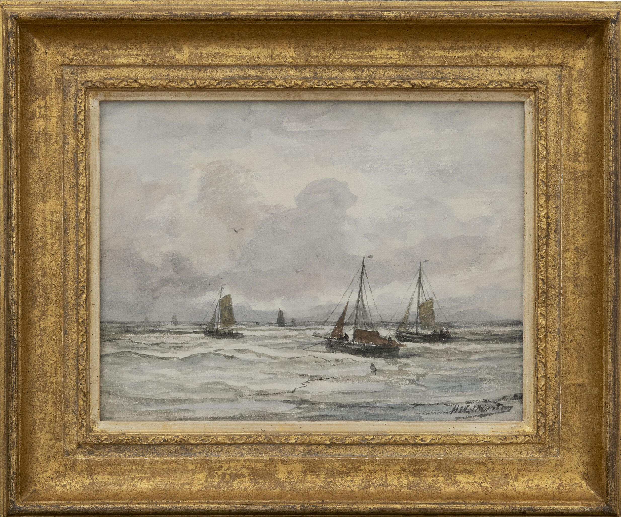 Hendrik Willem Mesdag: Uitvarende bomschuiten (in lijst)