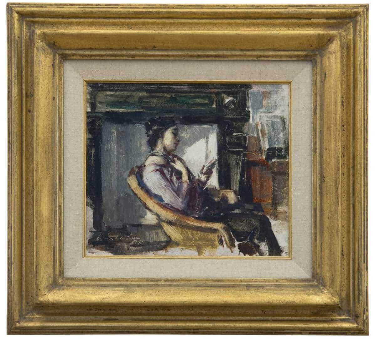 Sierk Schröder: Lezende vrouw (in lijst)