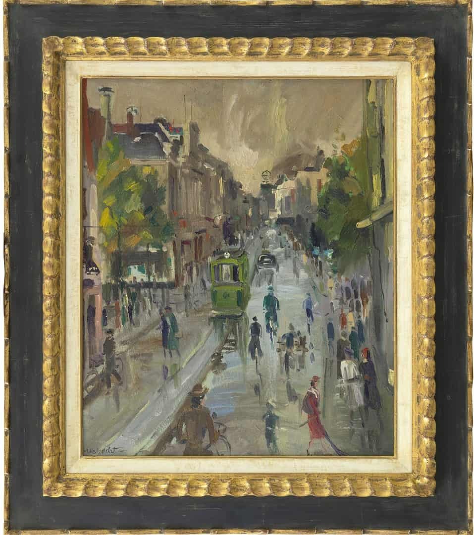 Ben Walrecht: De Herestraat in Groningen (in lijst)