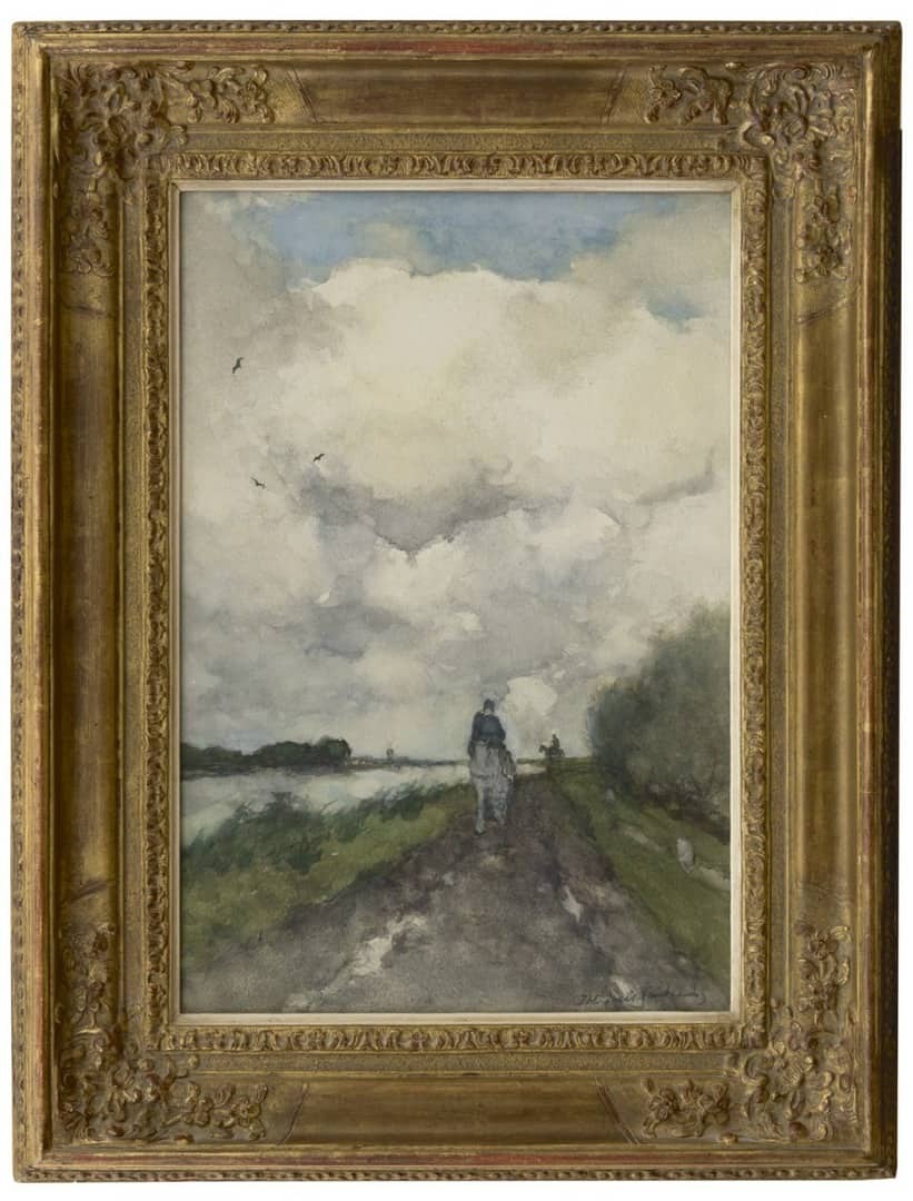 Hendrik Johannes Weissenbruch: Ruiters op het jaagpad bij Noorden (in lijst)