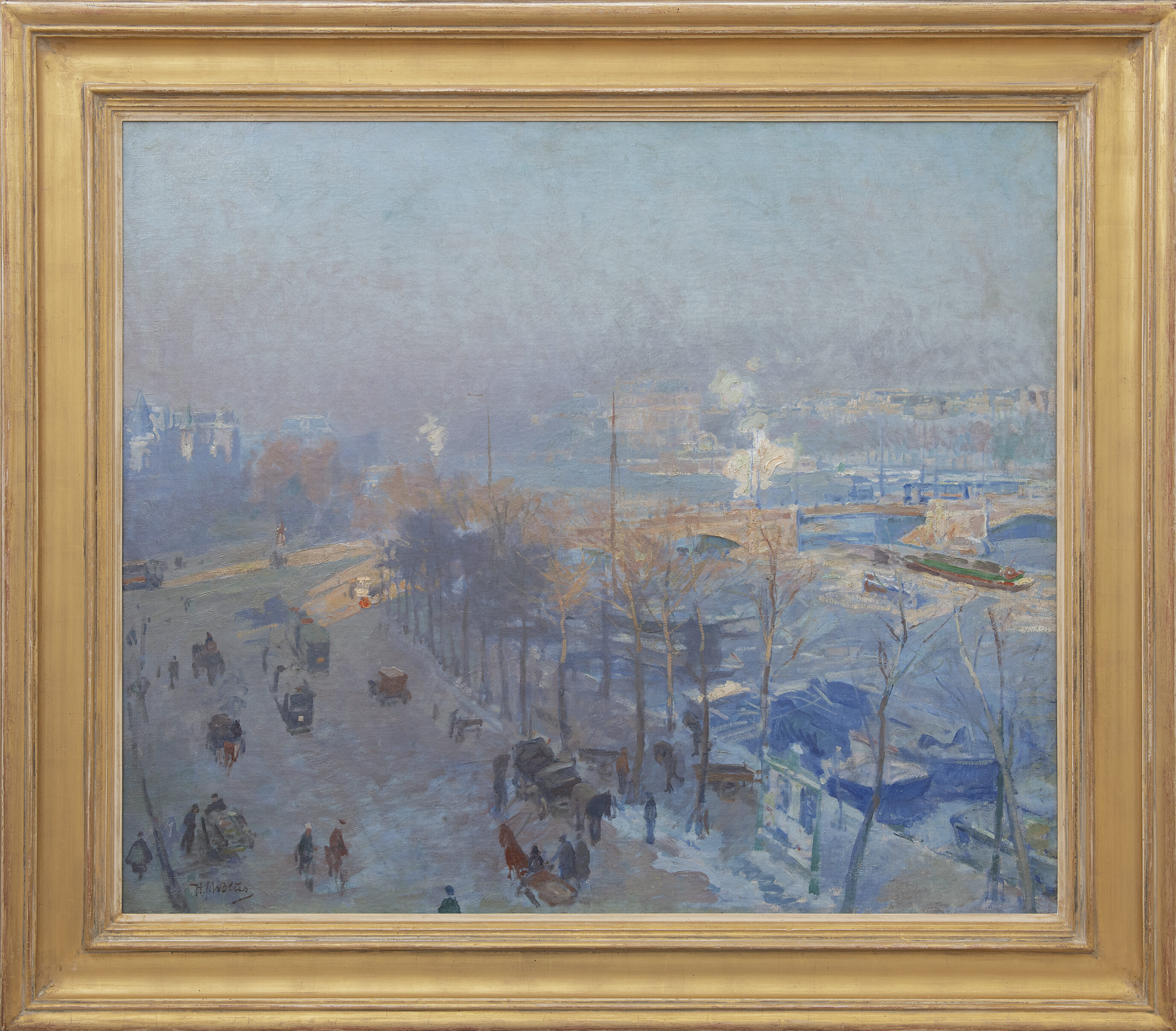 Hendrik Jan Wolter: Gezicht op de Amstel, wintermiddag (in lijst)