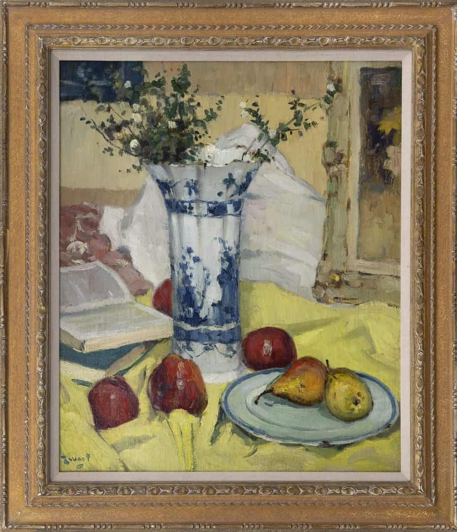 Arie Zwart: Stilleven met fruit (in lijst)