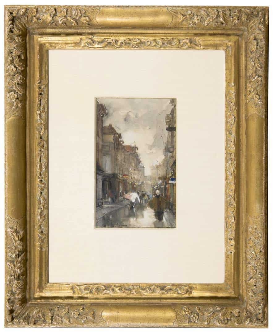 Floris Arntzenius: Wandelen door de Spuistraat, Den Haag (in lijst)