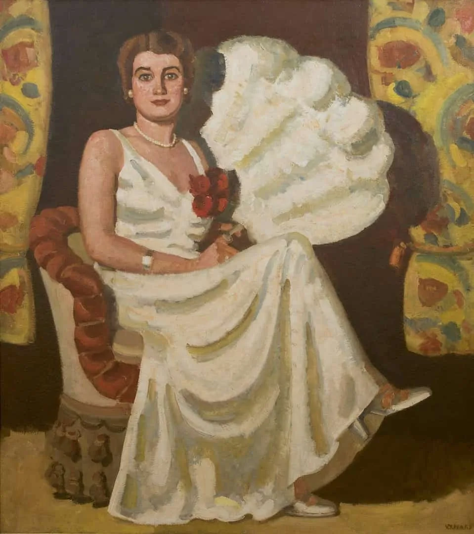 Kees Maks: Young woman seated with fan