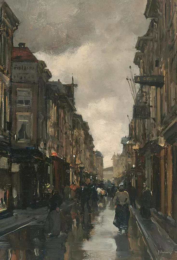 Floris Arntzenius: Figuren in de Spuistraat te Den Haag