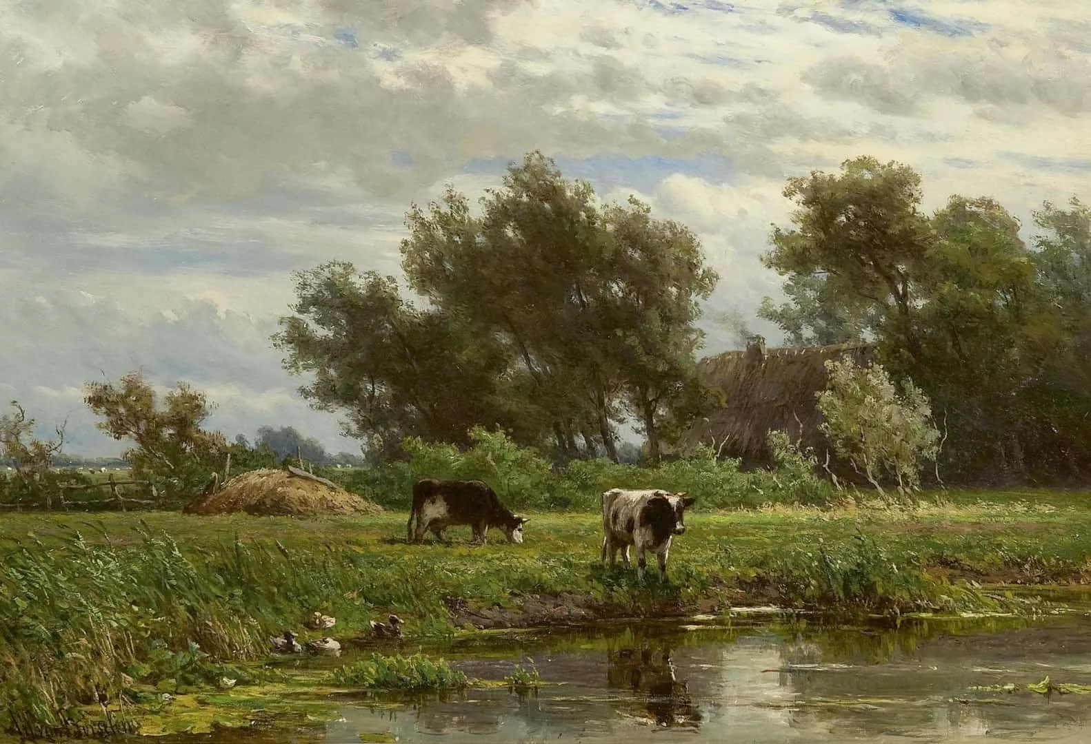 Jan Willem van Borselen: Koeien bij het water